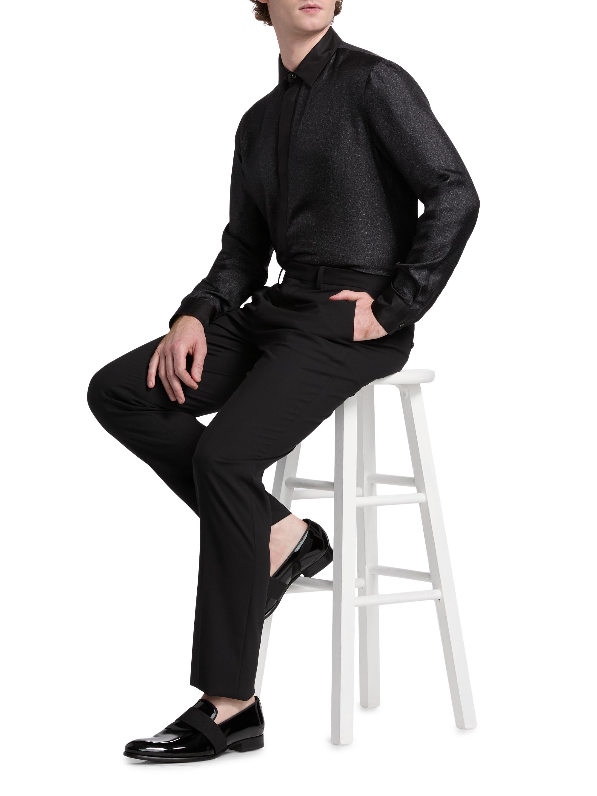 Giorgio Armani Silk Sequined Tux Shirt | Saks Fifth Avenue