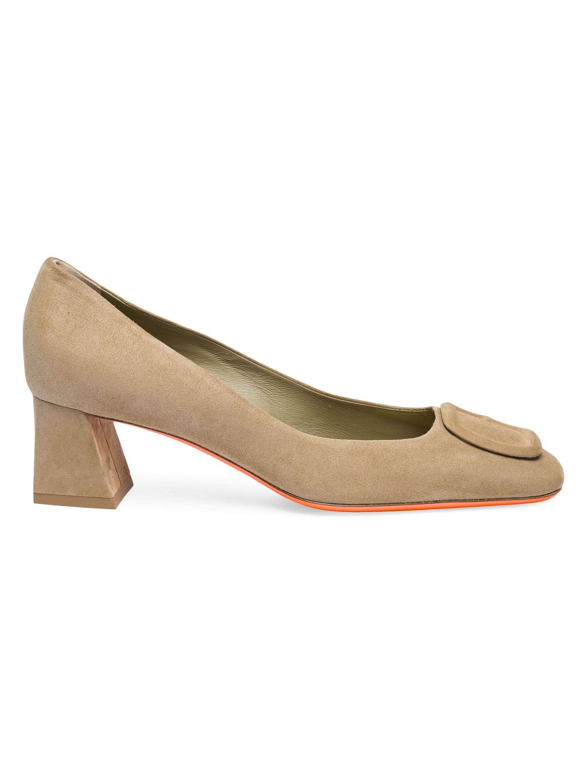 Santoni Women's Suede Block Heel Sandals - Beige