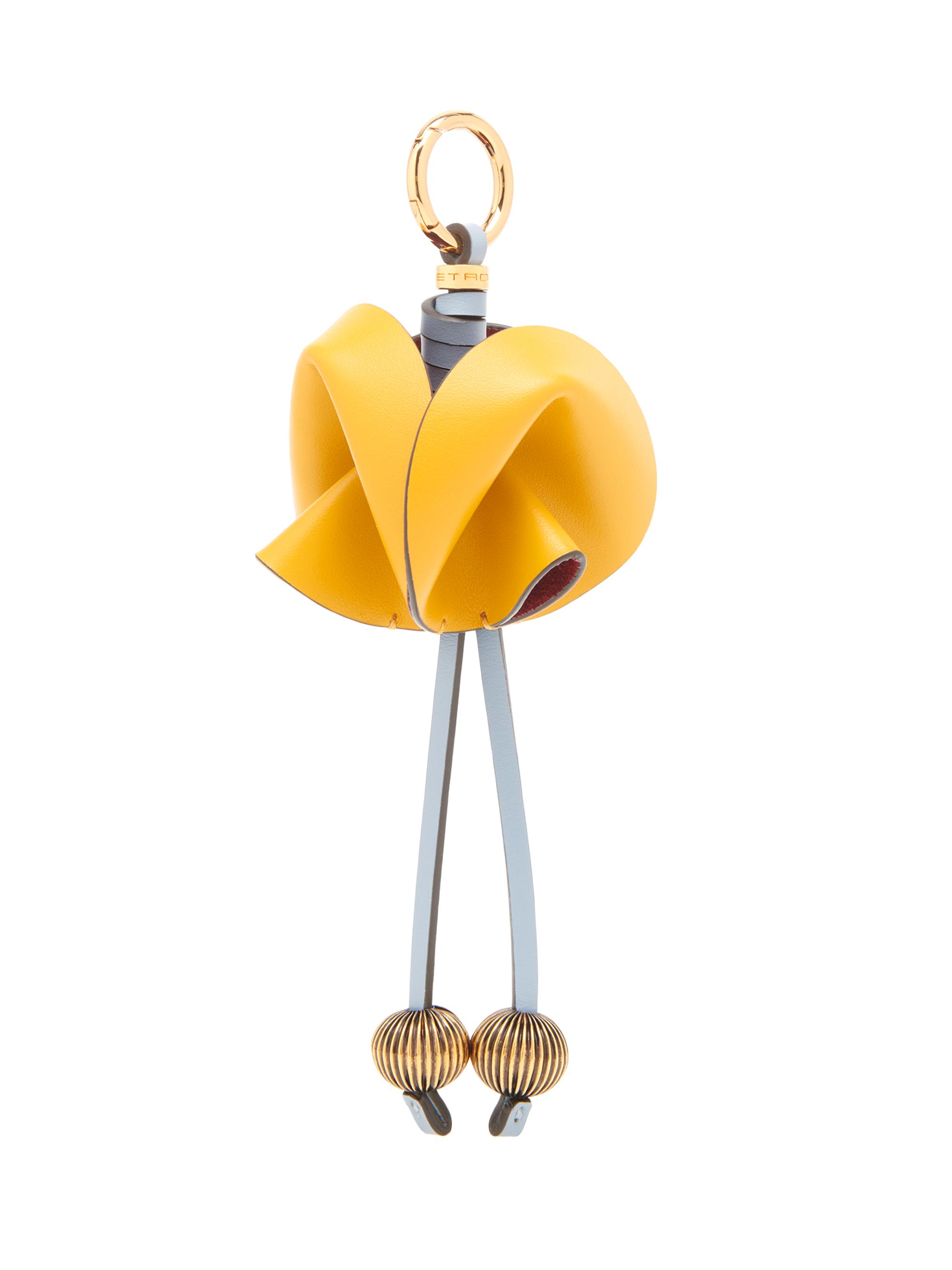 Etro Women's Flower Leather Bag Charm - Ocra