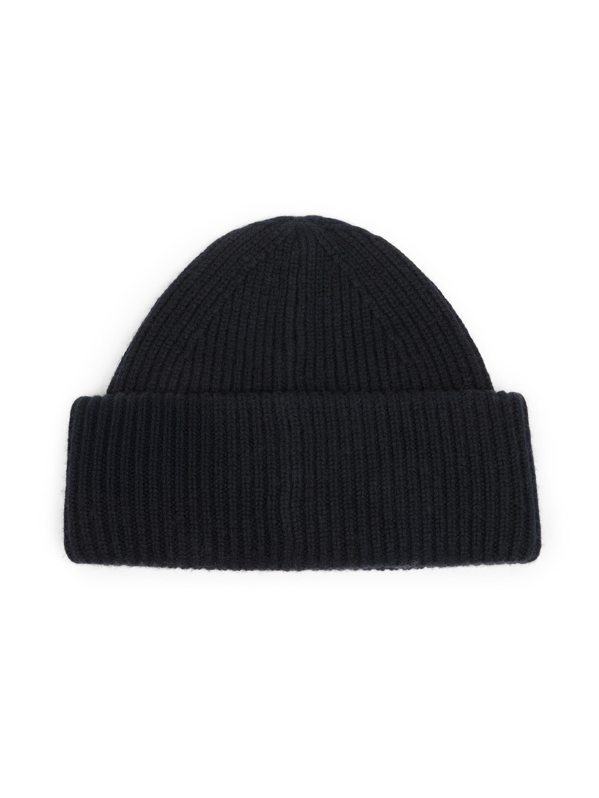 帽子 Acne Studios, MELANGE RIB BEANIE Acne Studios - Ribbed face logo beanie - Greige melange