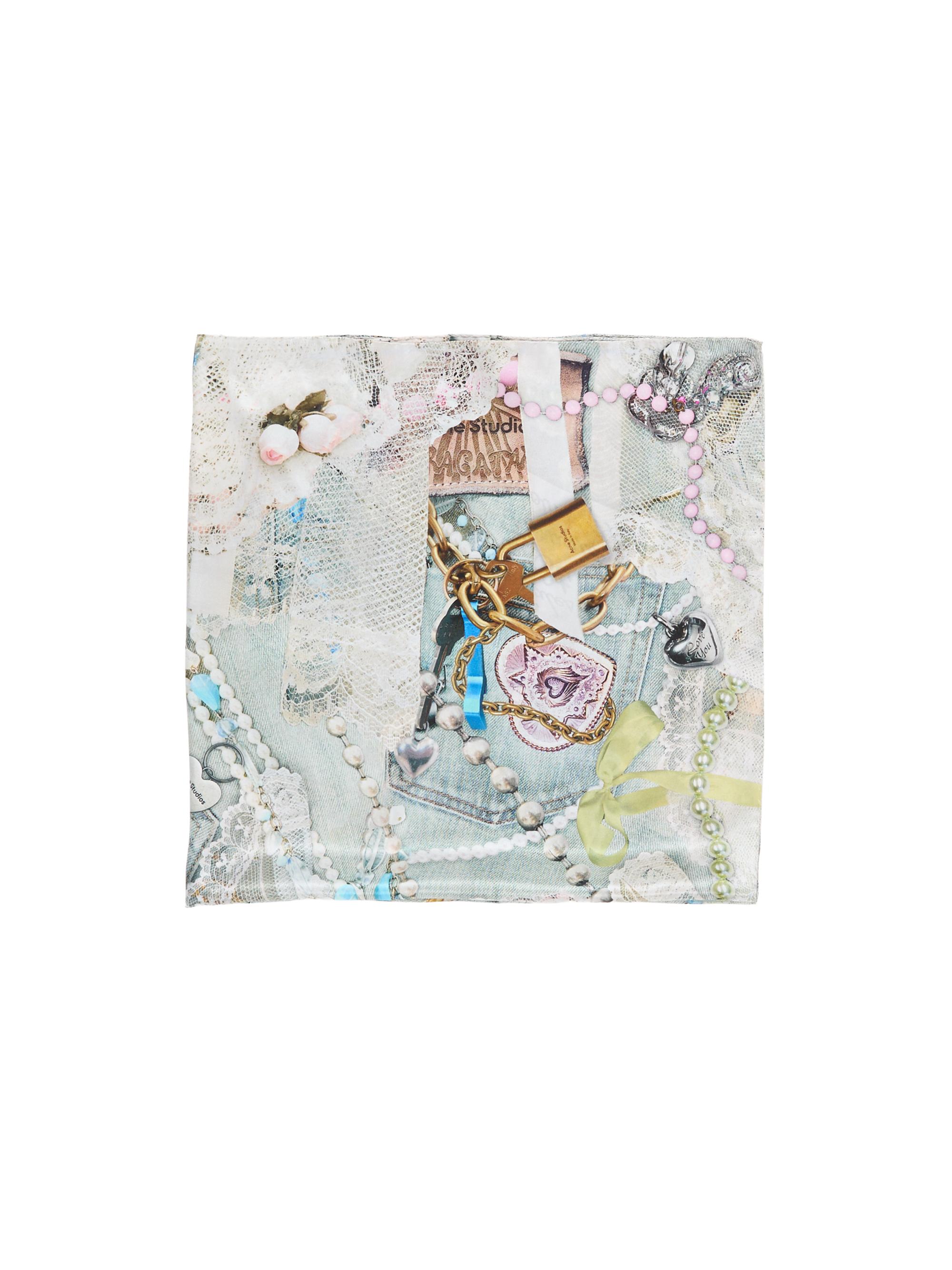 Acne Studios Men's Printed Silk Scarf - White Multicolor
