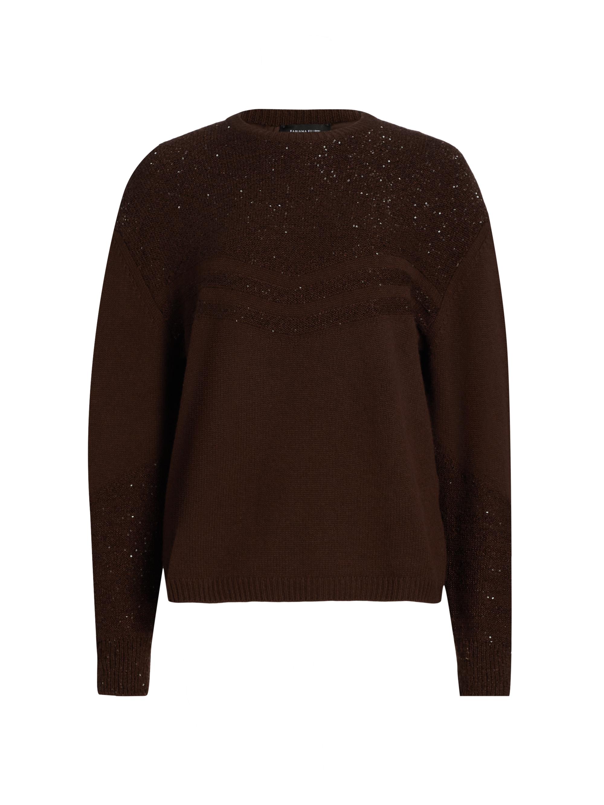 Fabiana Filippi Women's Sequin Geometric Intarsia Wool-Silk Sweater - Ebano