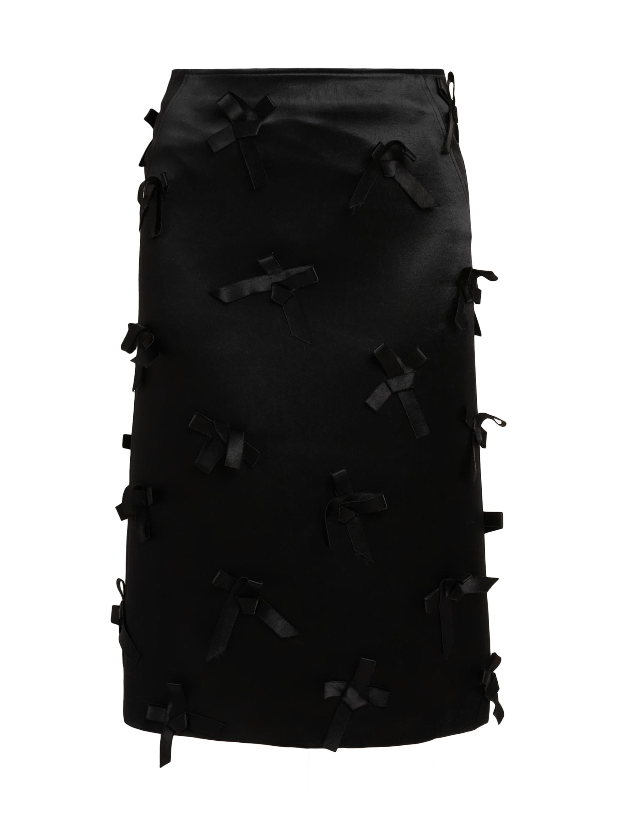 Jil Sander Women's Bow Satin Midi-Skirt - Black