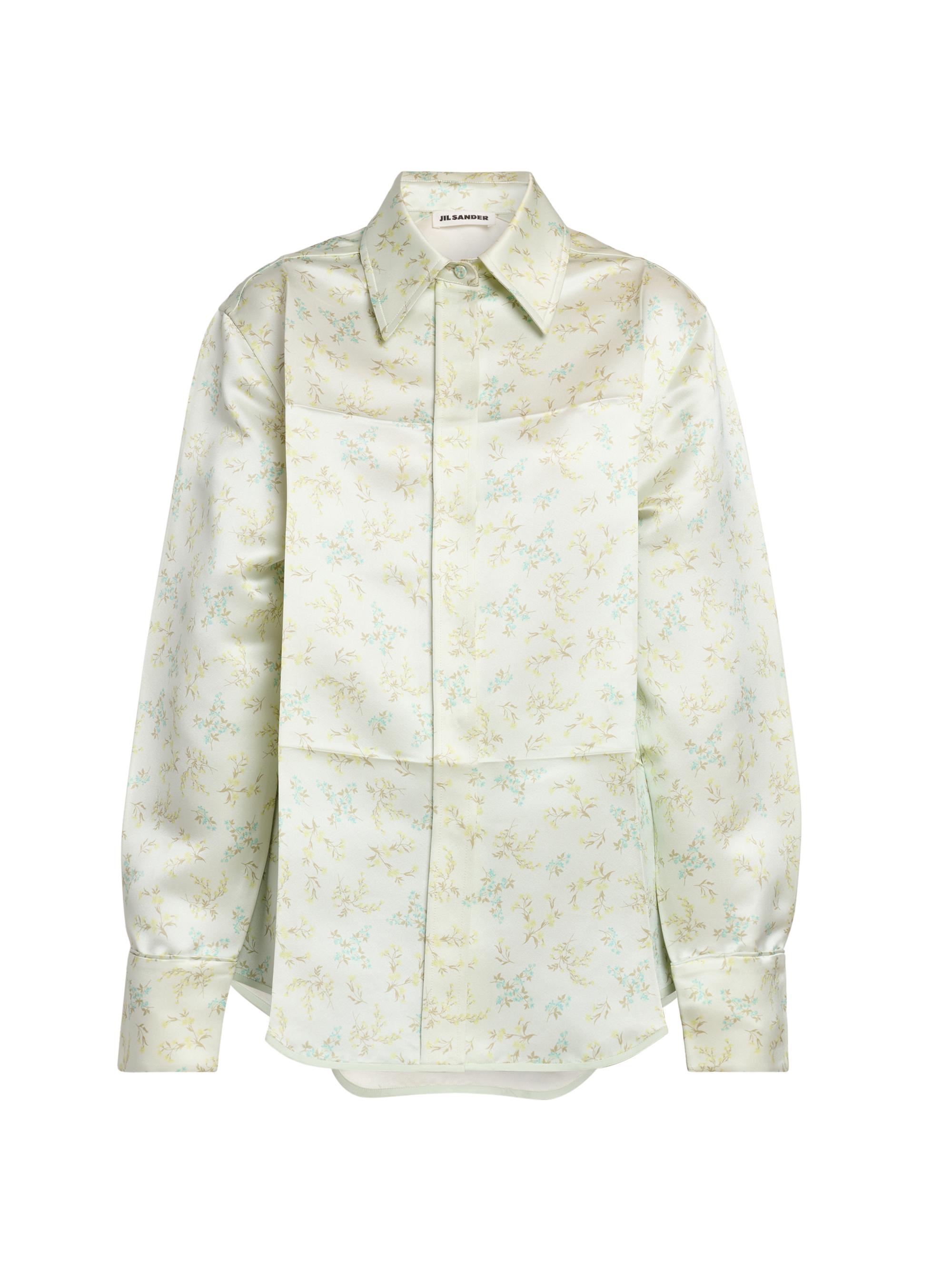 Jil Sander Women's Floral Oversized Button-Front Shirt - Green Mint