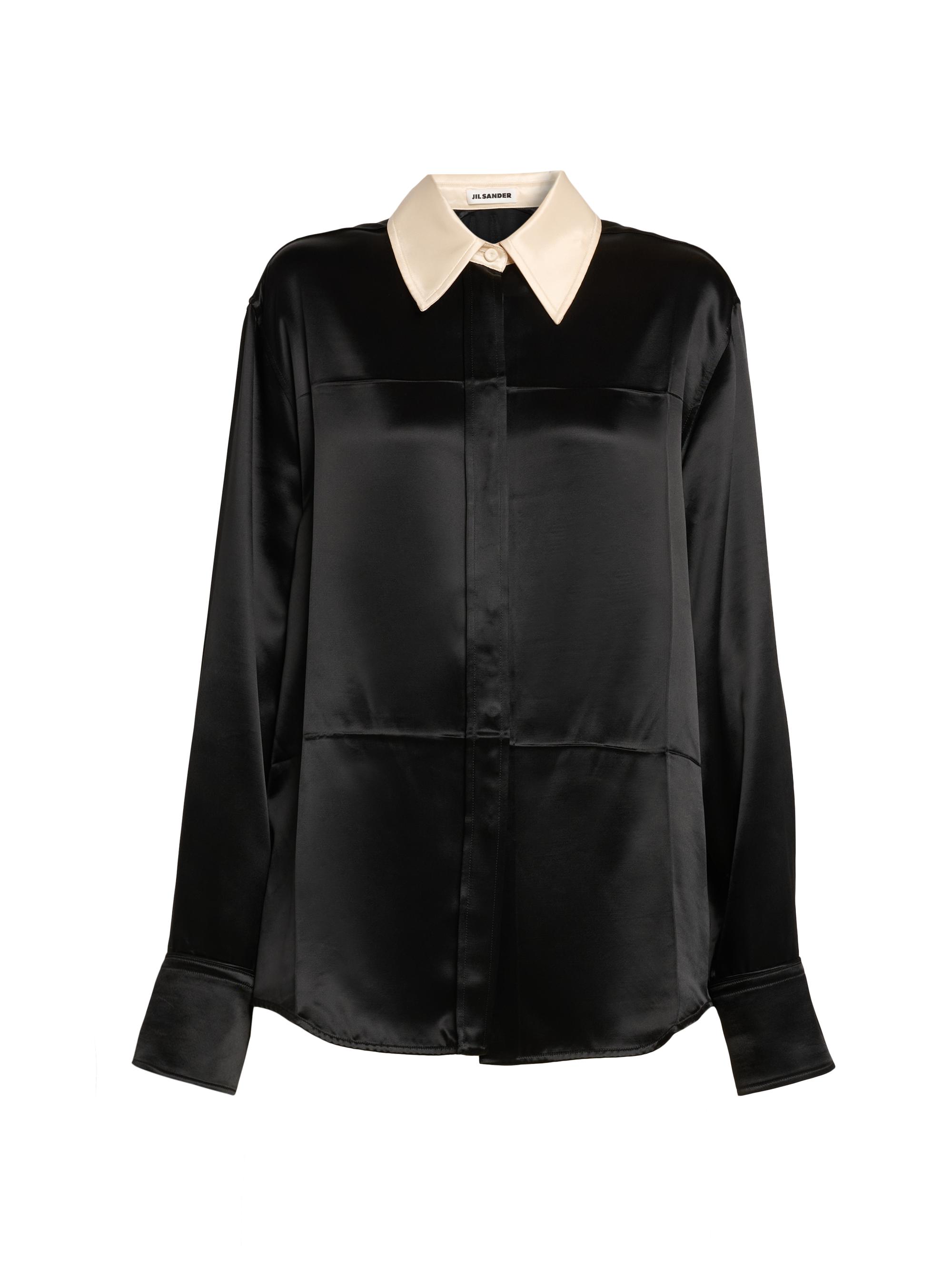 Jil Sander Women's Satin Button-Front Shirt - Black