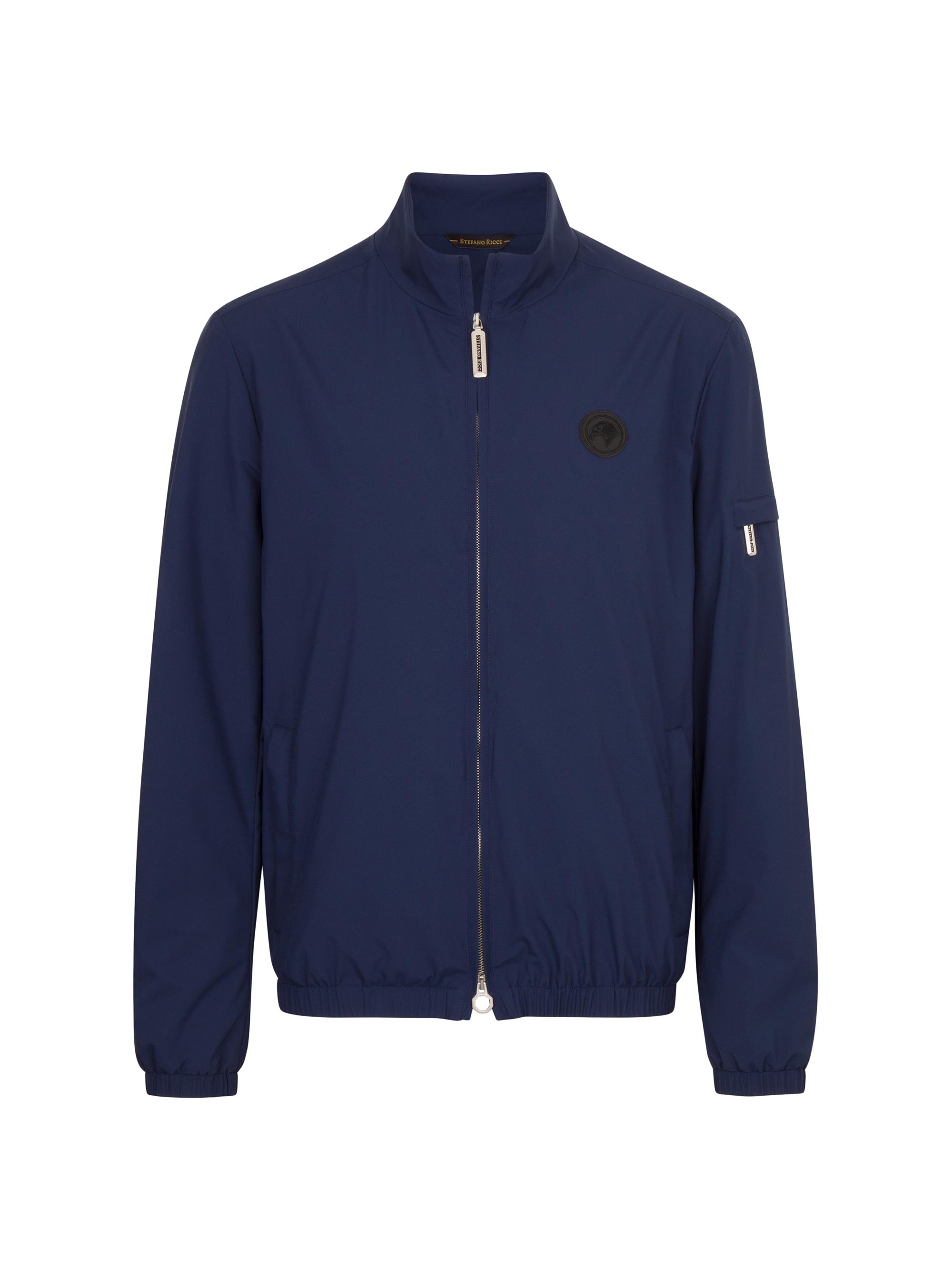 Stefano Ricci Men's Windbreaker Jacket with Zip Closure - Saphire Blue