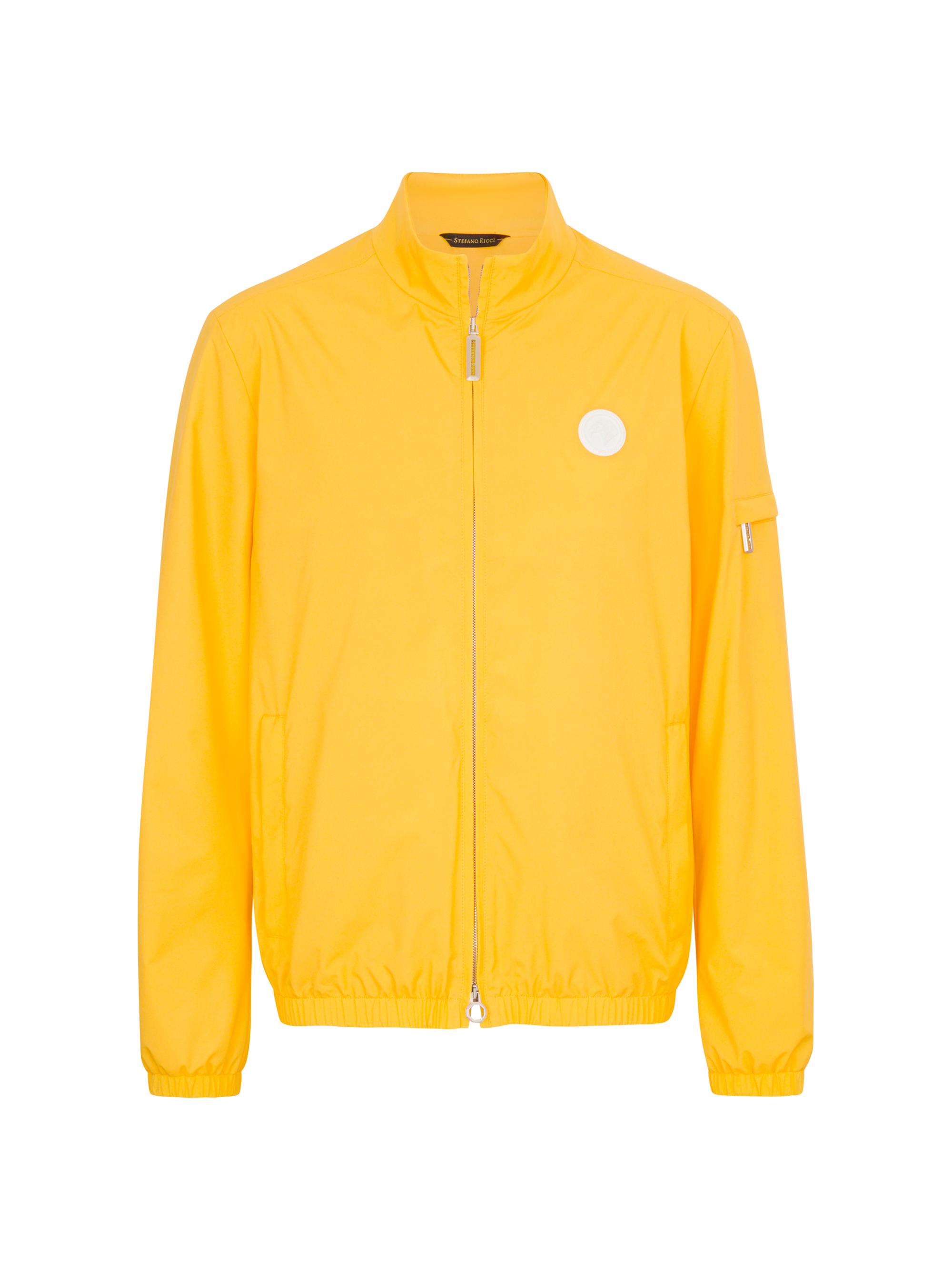 Stefano Ricci Men's Windbreaker Jacket with Zip Closure - Traffic Yellow