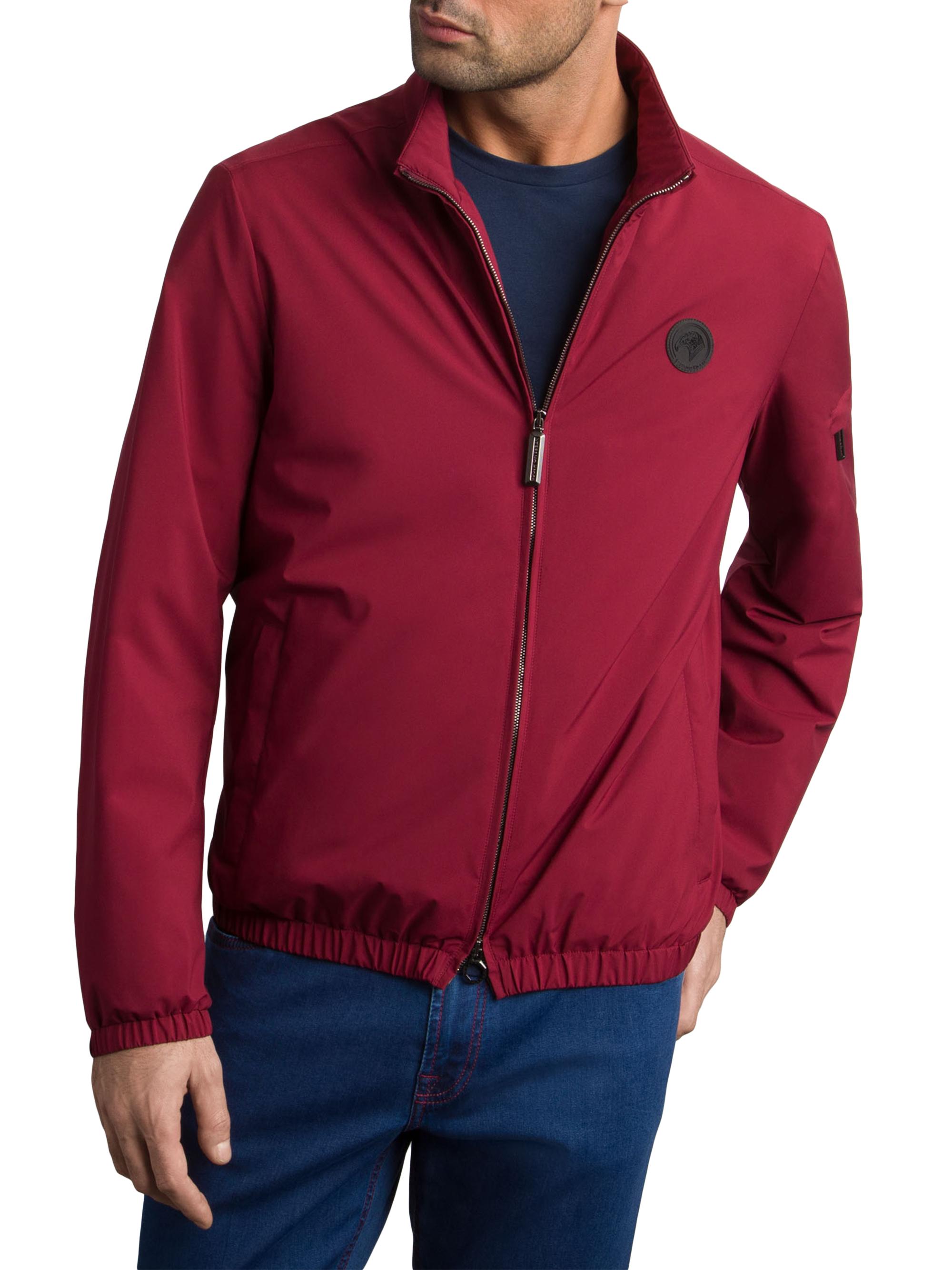Stefano Ricci Men's Windbreaker Jacket with Zip Closure - Wine Red