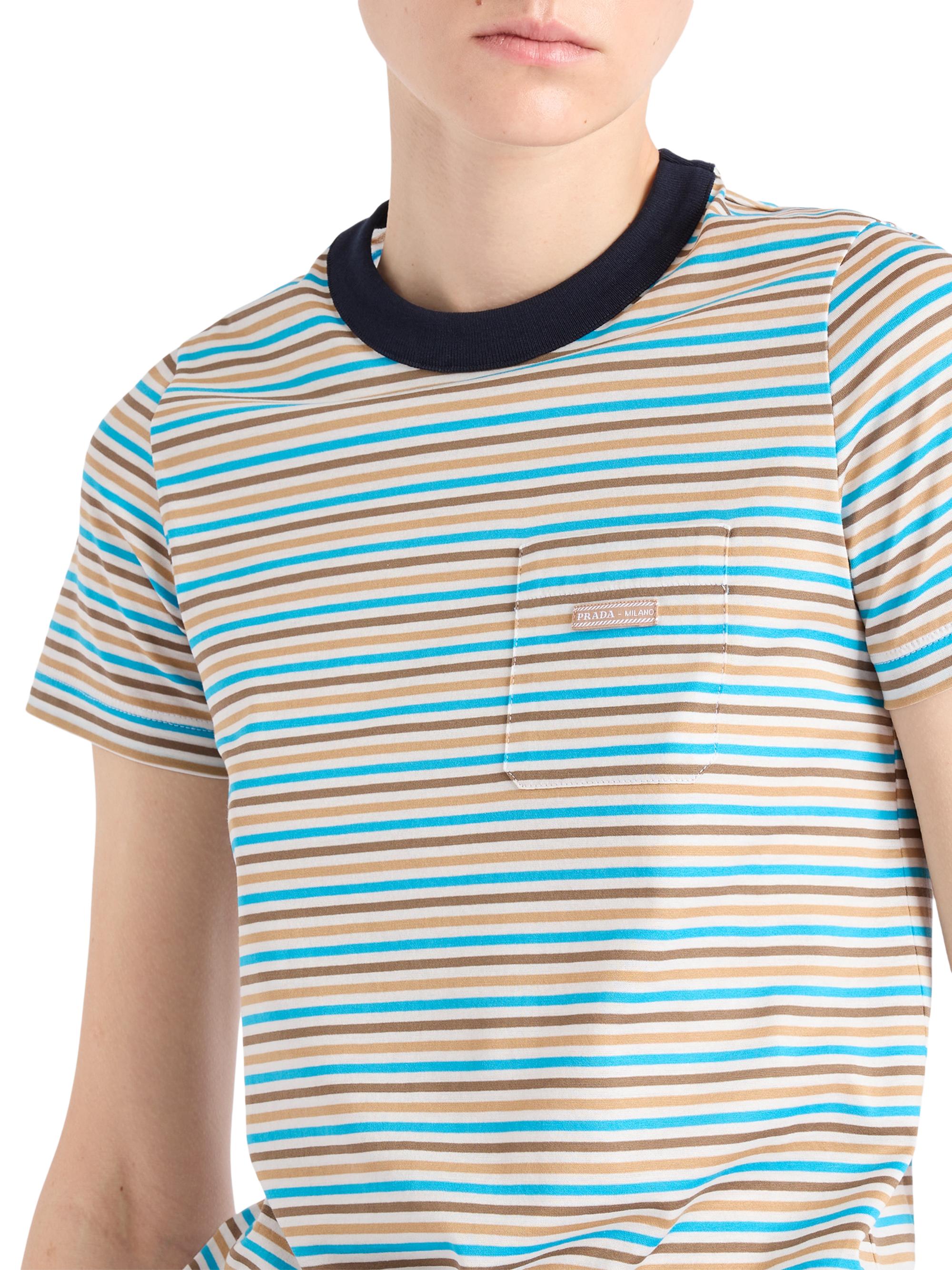 Prada Striped Lisle Cotton T-Shirt | Saks Fifth Avenue