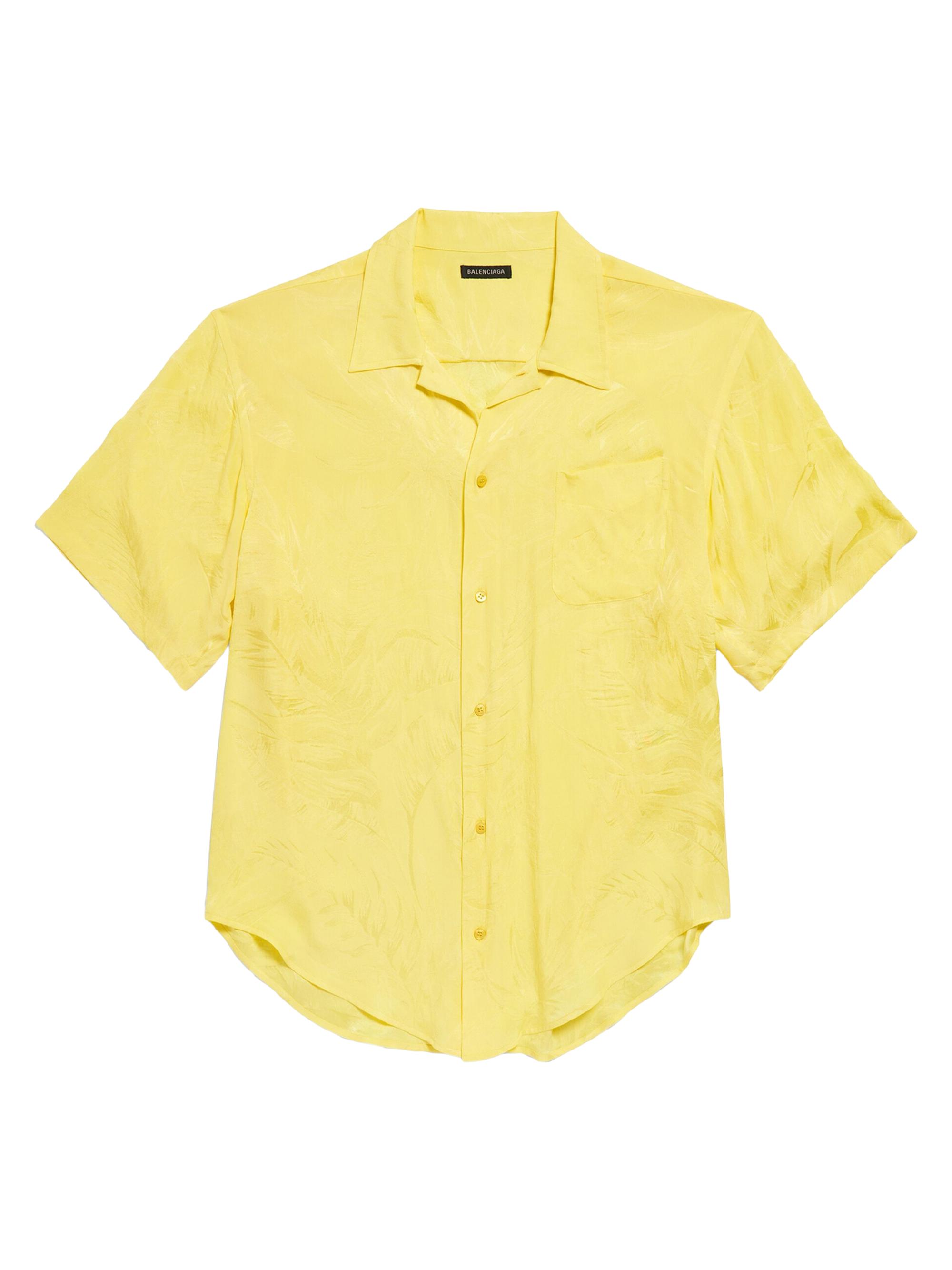 Balenciaga Women's Tropical Flowers Large Fit Minimal Shirt - Yellow