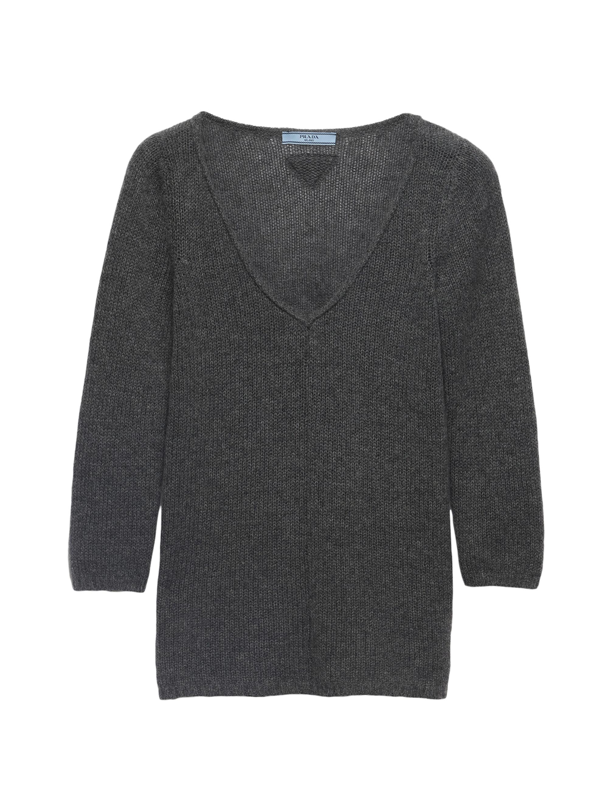 Prada Women's V-Neck Cashmere Sweater - Grey