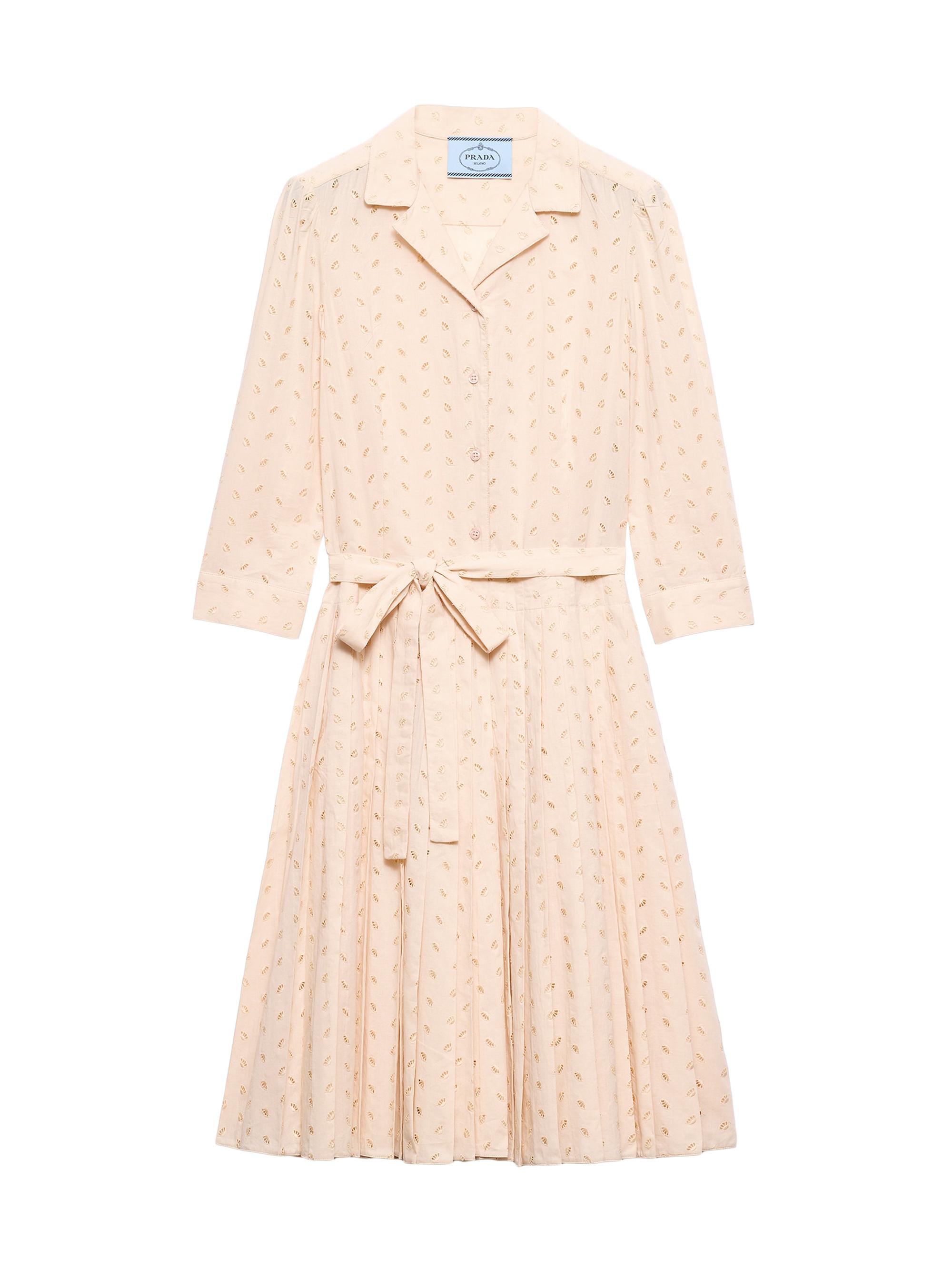 Prada Women's Eyelet Lace Shirt Dress - Pink
