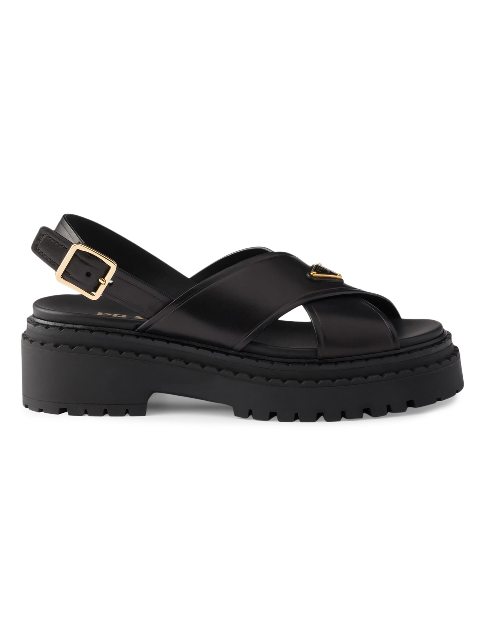 Prada Leather Crisscross Sandals | Saks Fifth Avenue