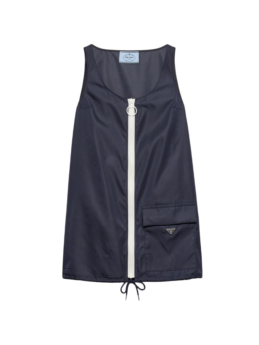 Prada Re-Nylon Zip-Up Woven Mini Dress - Blue