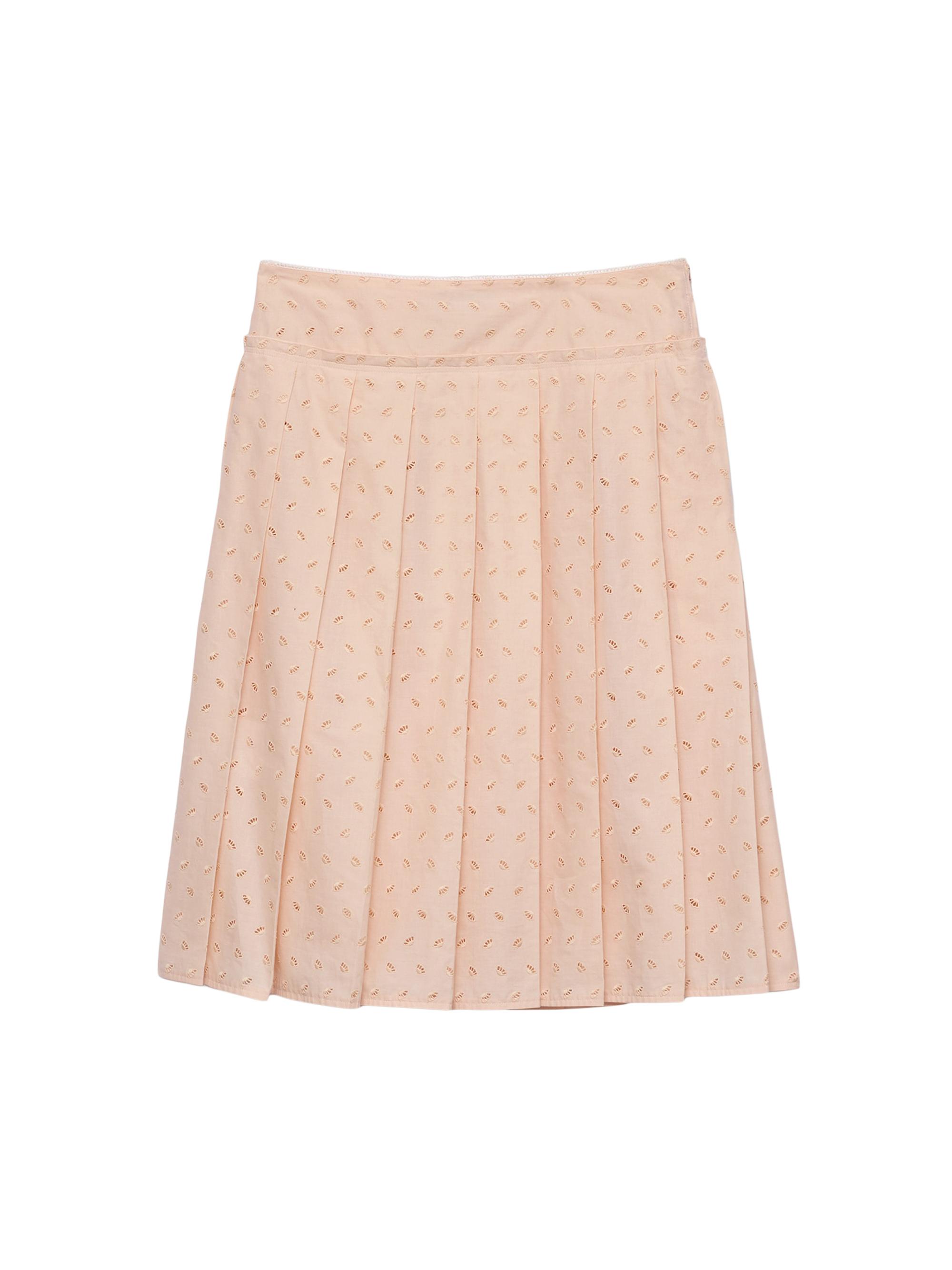 Prada Women's Pleated Eyelet Lace Skirt - Pink