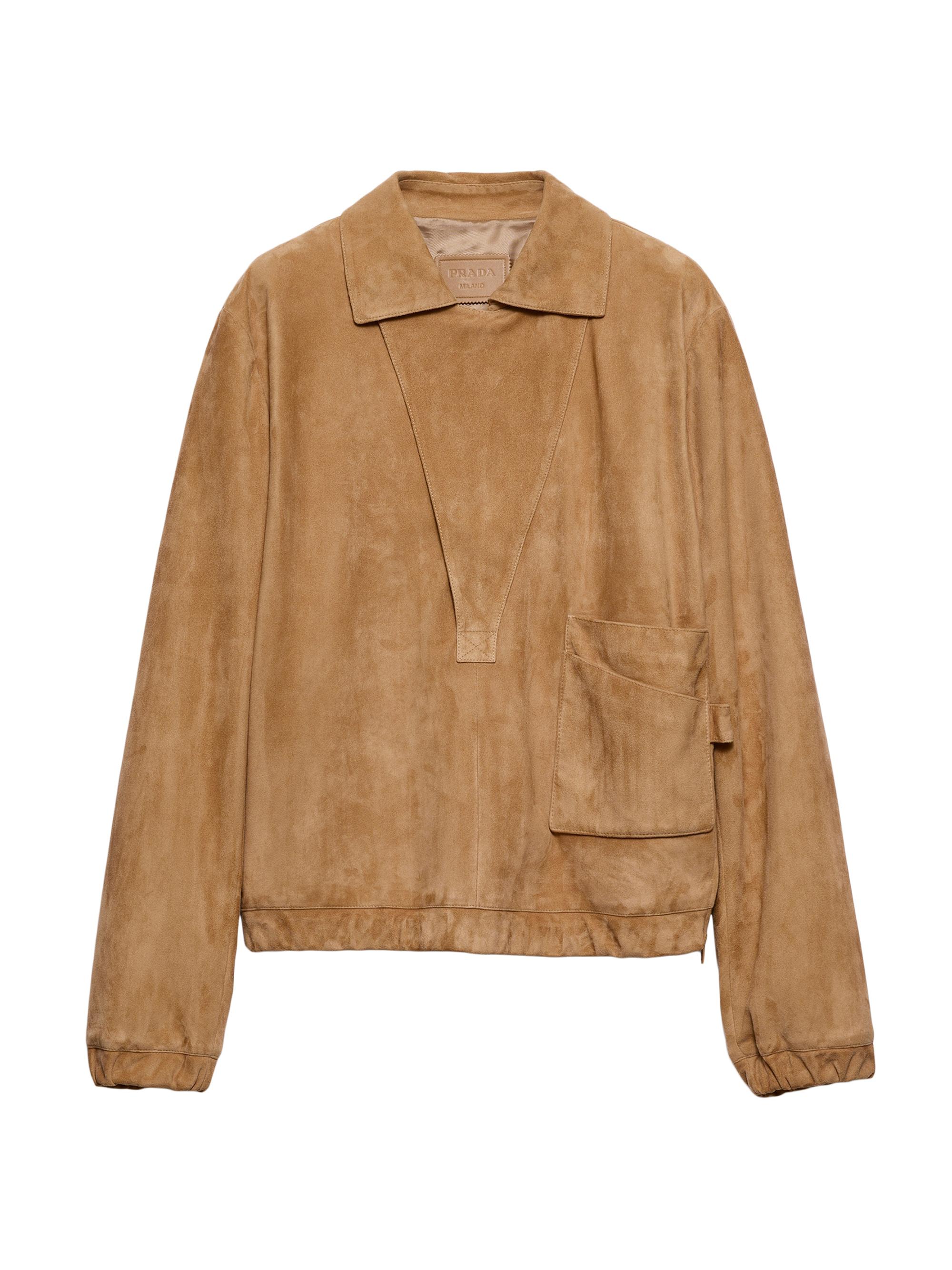 Prada Women's Suede Blouson Jacket - Beige Khaki