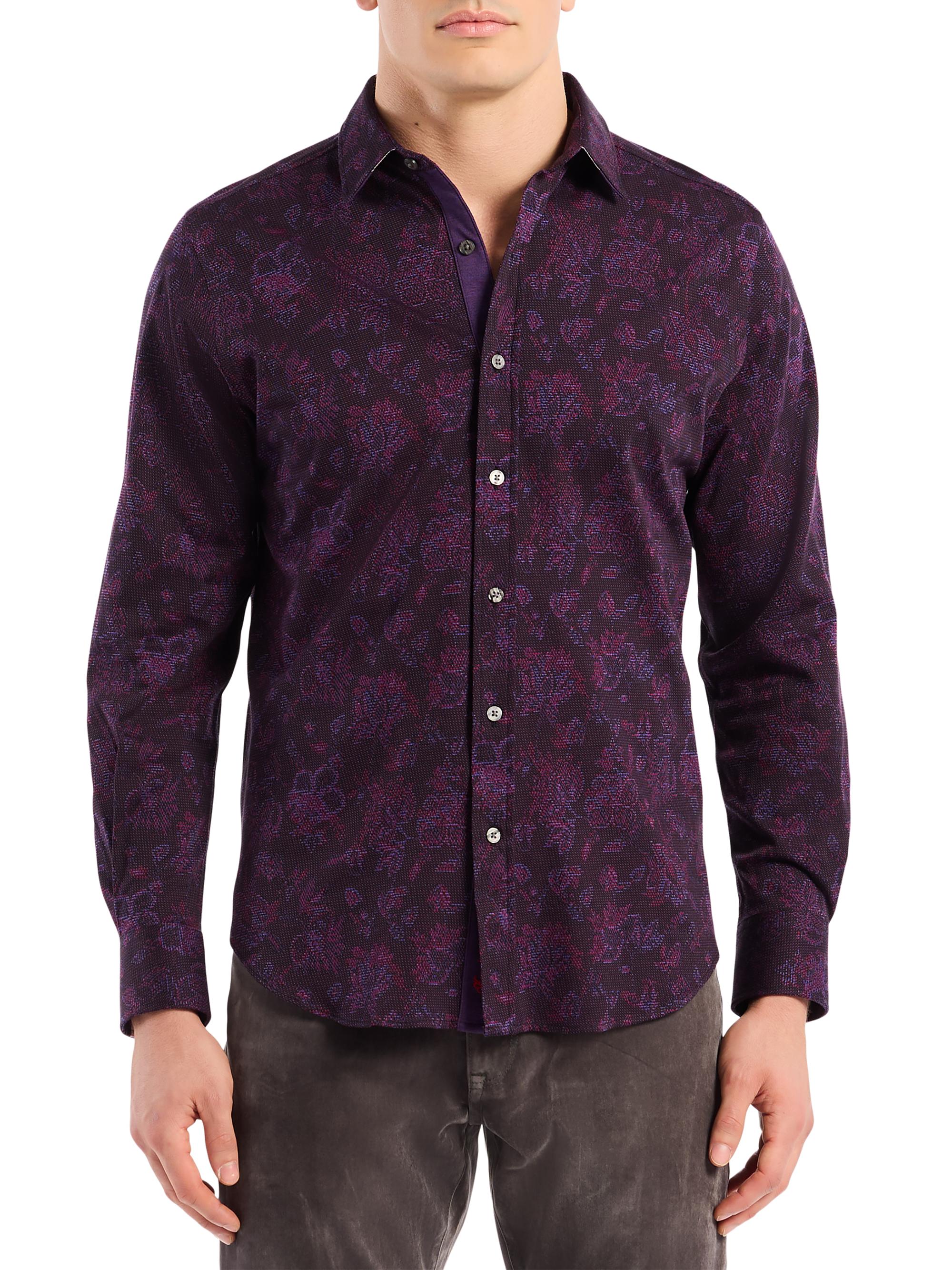 Robert Graham Men's Hoyt Poplin Button-Front Shirt - Berry