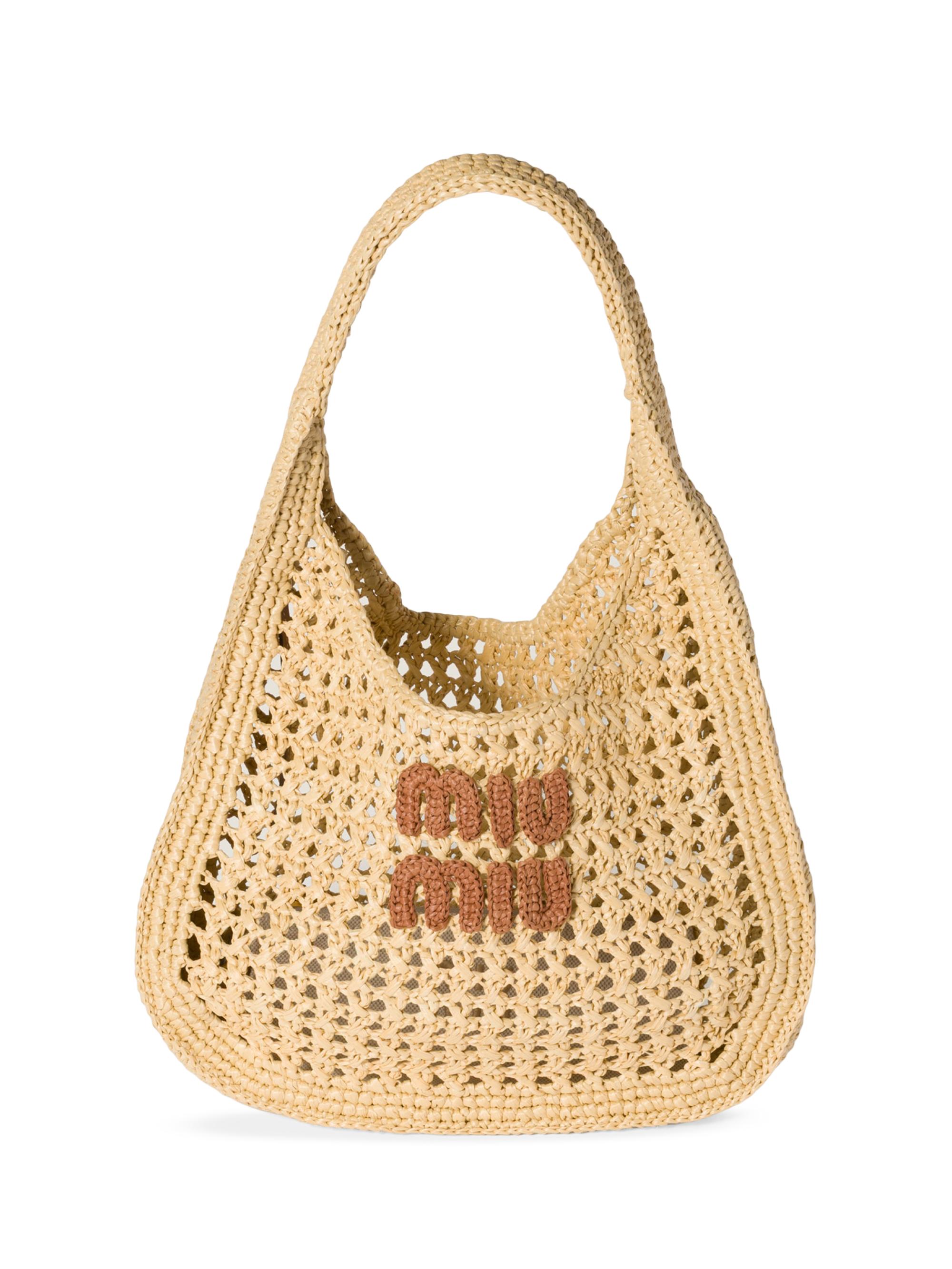 Miu Miu Raffia-Effect Woven Hobo Bag | Saks Fifth Avenue