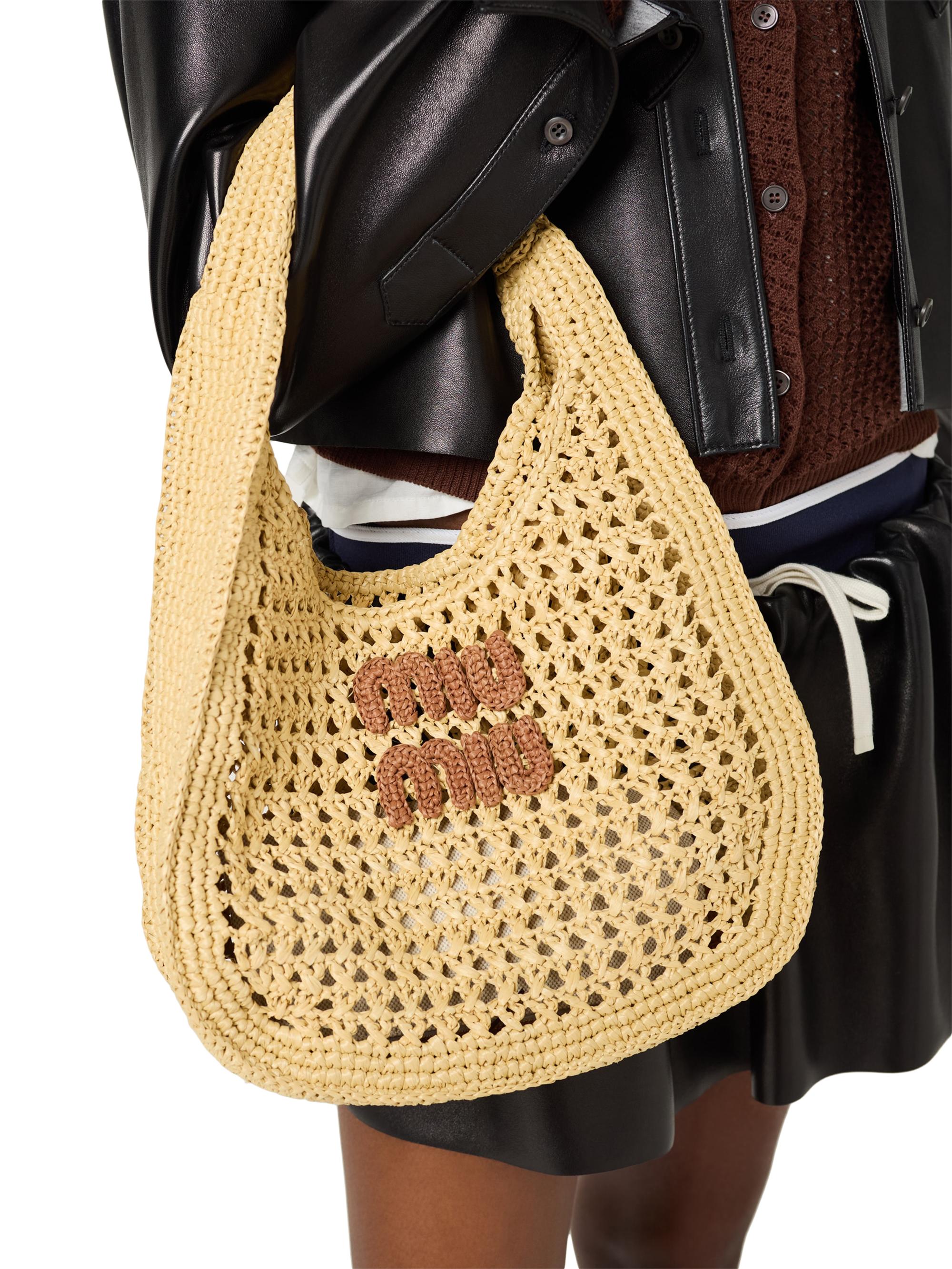 Miu Miu Raffia-Effect Woven Hobo Bag | Saks Fifth Avenue