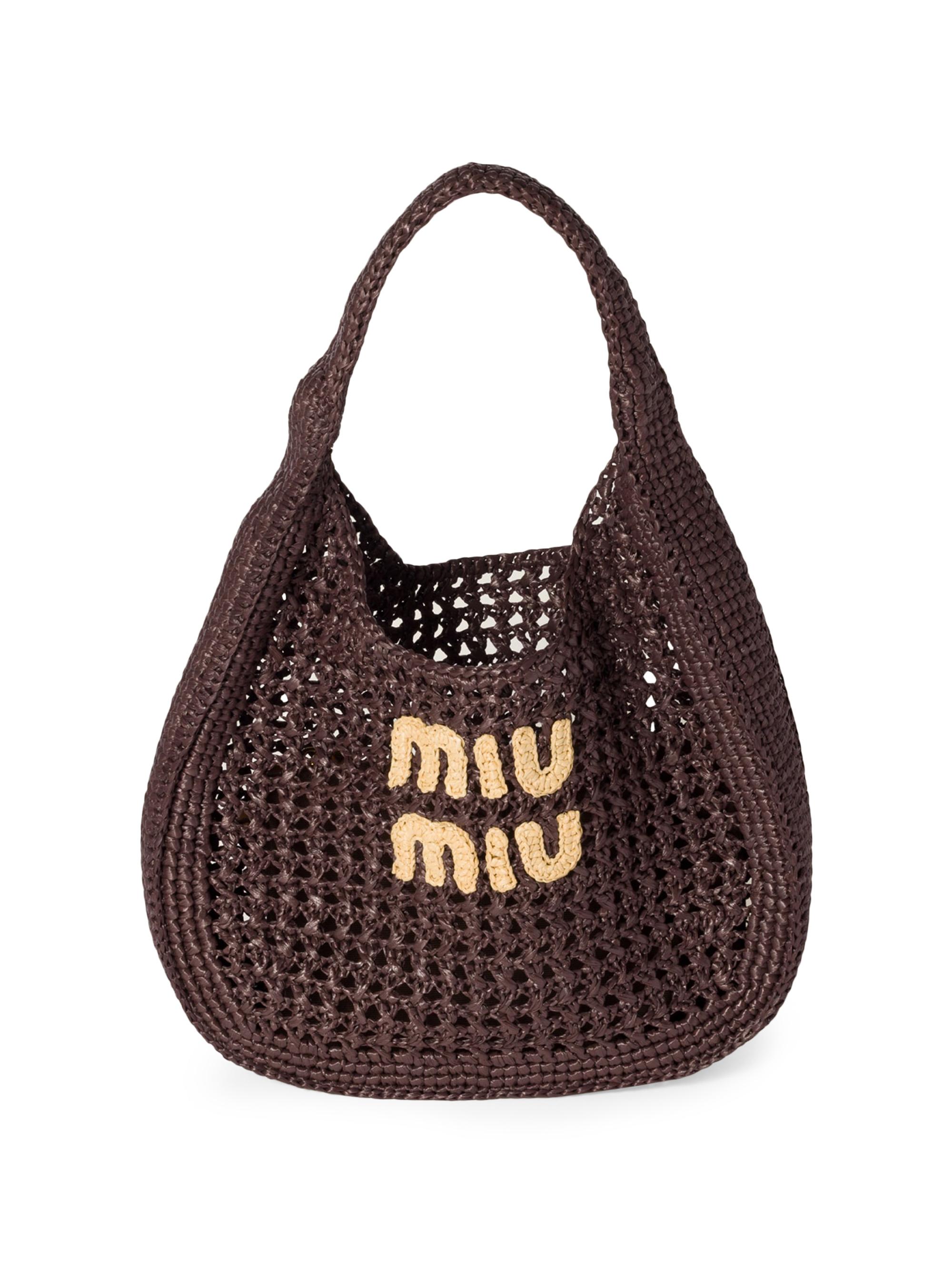 Miu Miu Raffia-Effect Woven Hobo Bag | Saks Fifth Avenue