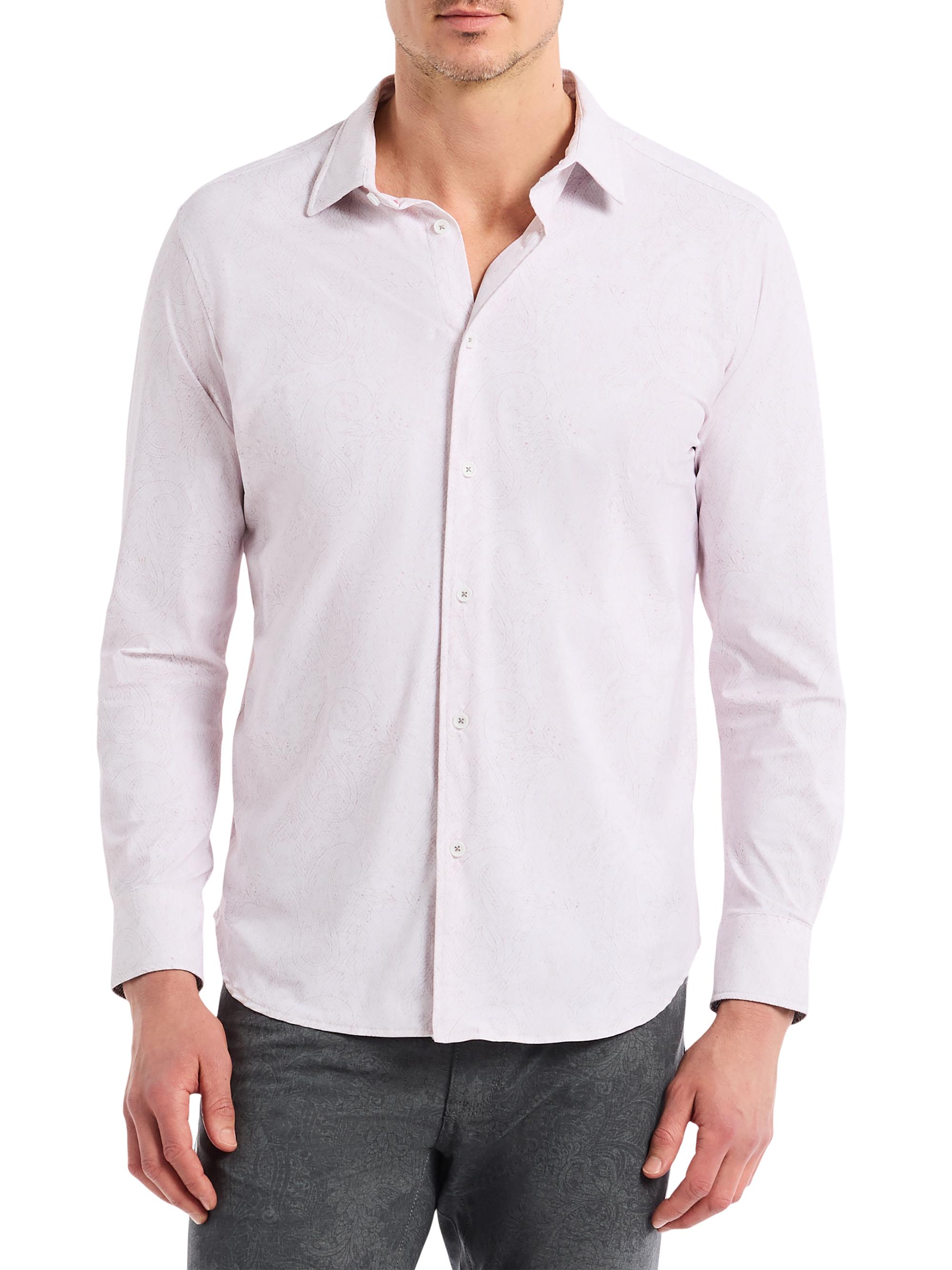 Robert Graham Men's Thurston Paisley Knit Long-Sleeve Shirt - Light Pink