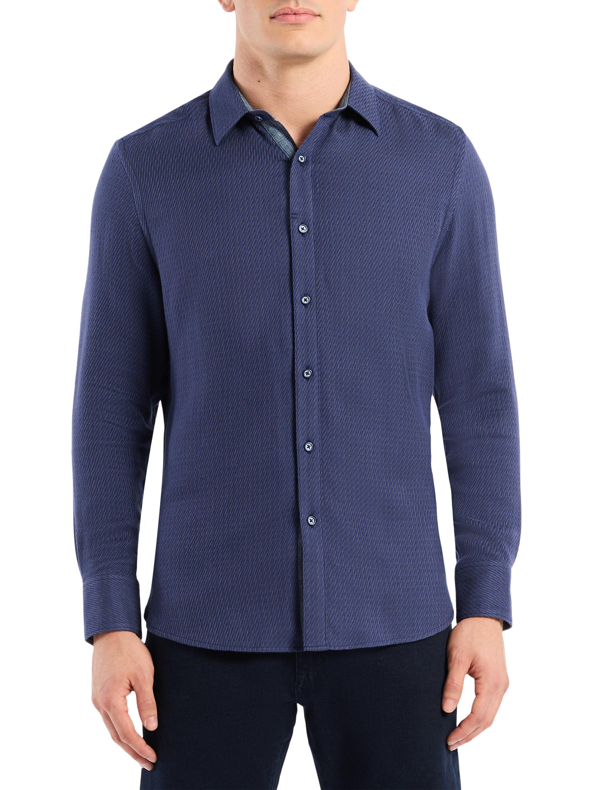 Leonard Textured Cotton-Blend Long-Sleeve Shirt