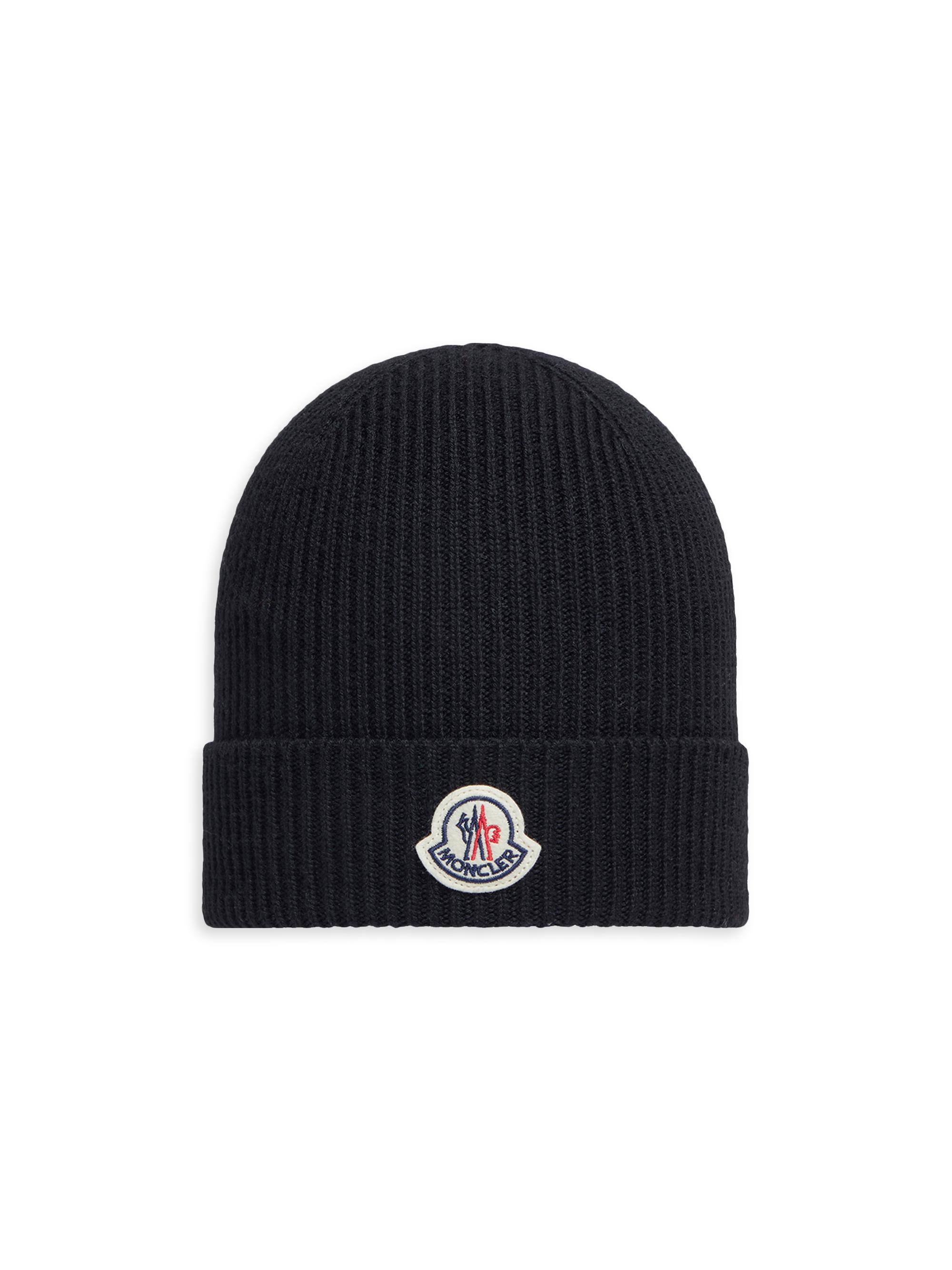 Moncler Men's Beanie Hat in Wool - Black