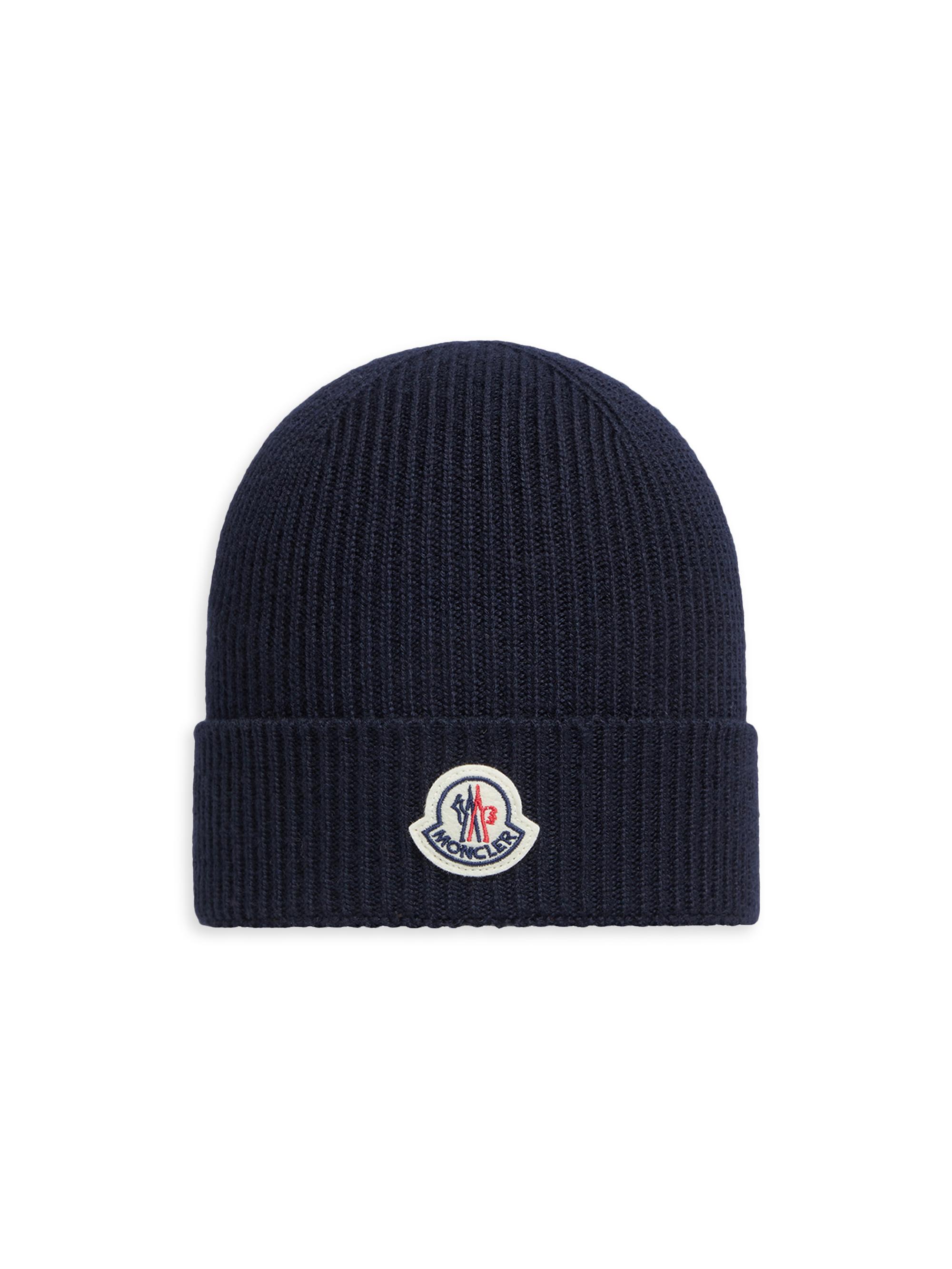 Moncler Men's Beanie Hat in Wool - Navy Blue
