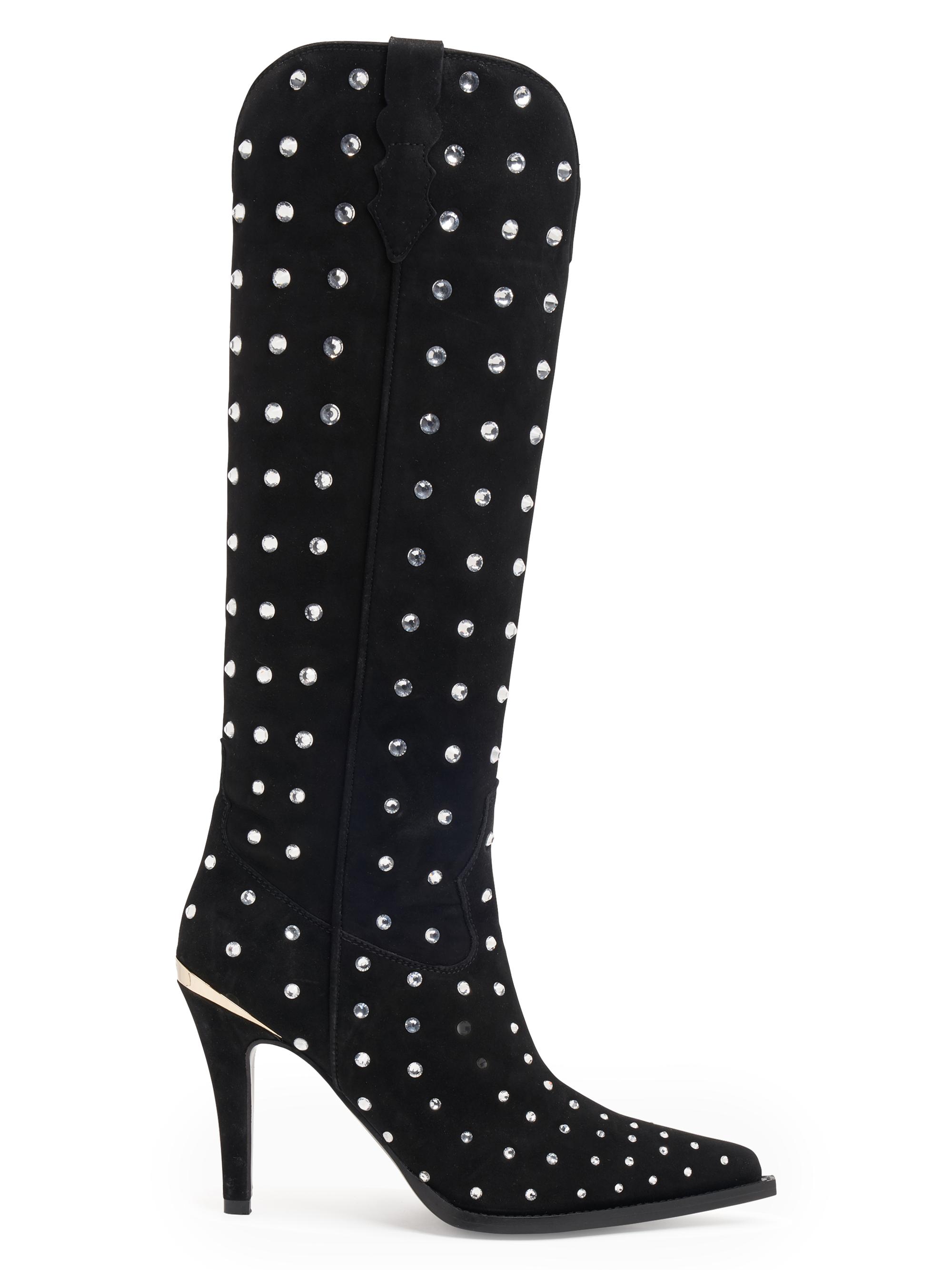 Partlow Women's Dublin 95MM Embellished Suede Knee-High Boots - Nero