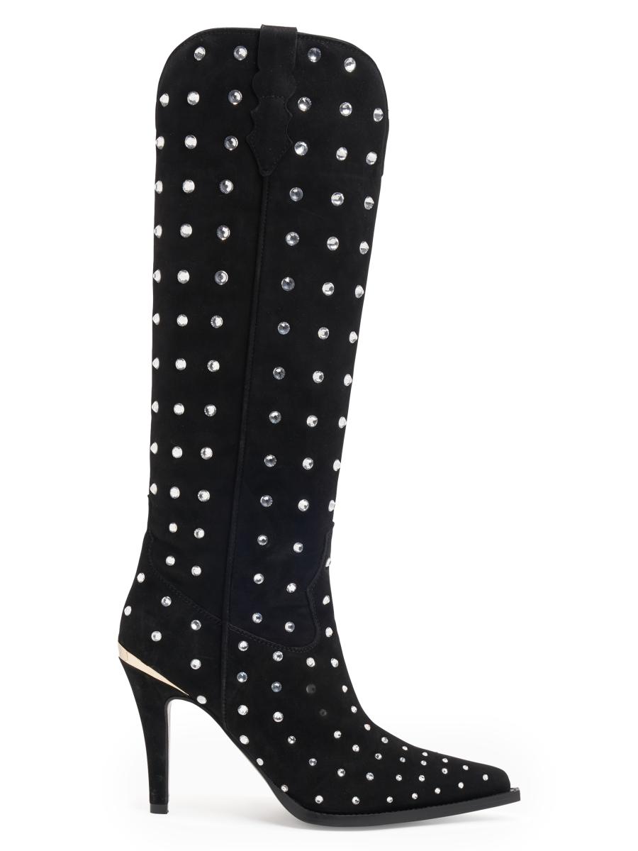 Partlow Women's Dublin 95mm Embellished Suede Knee-high Boots In Black