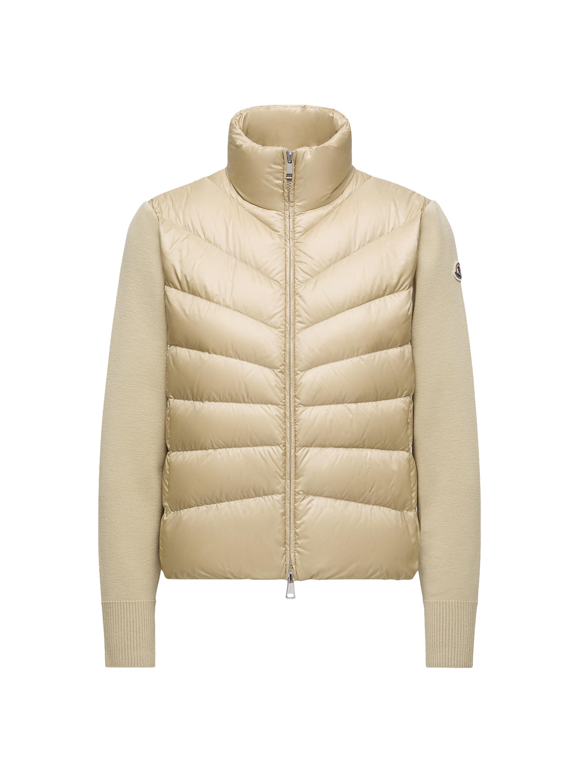 Moncler Women's Zip Front Down Knit Cardigan - Beige