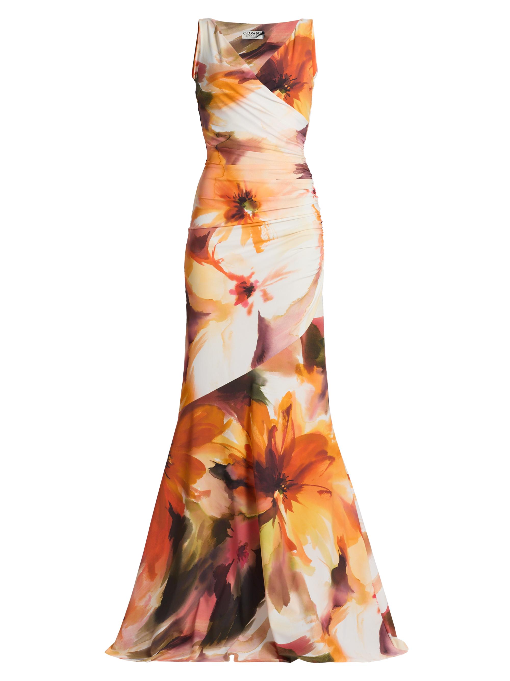 Chiara Boni La Petite Robe Women's Honui Floral V-Neck Mermaid Gown - Linda Amber Print