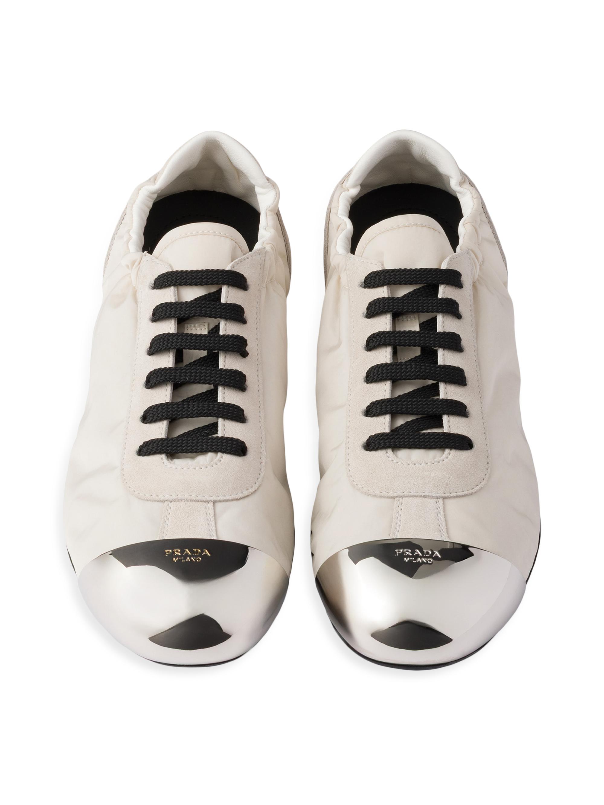 Prada Collapse Re-Nylon and Suede Sneakers with Metal Toecap