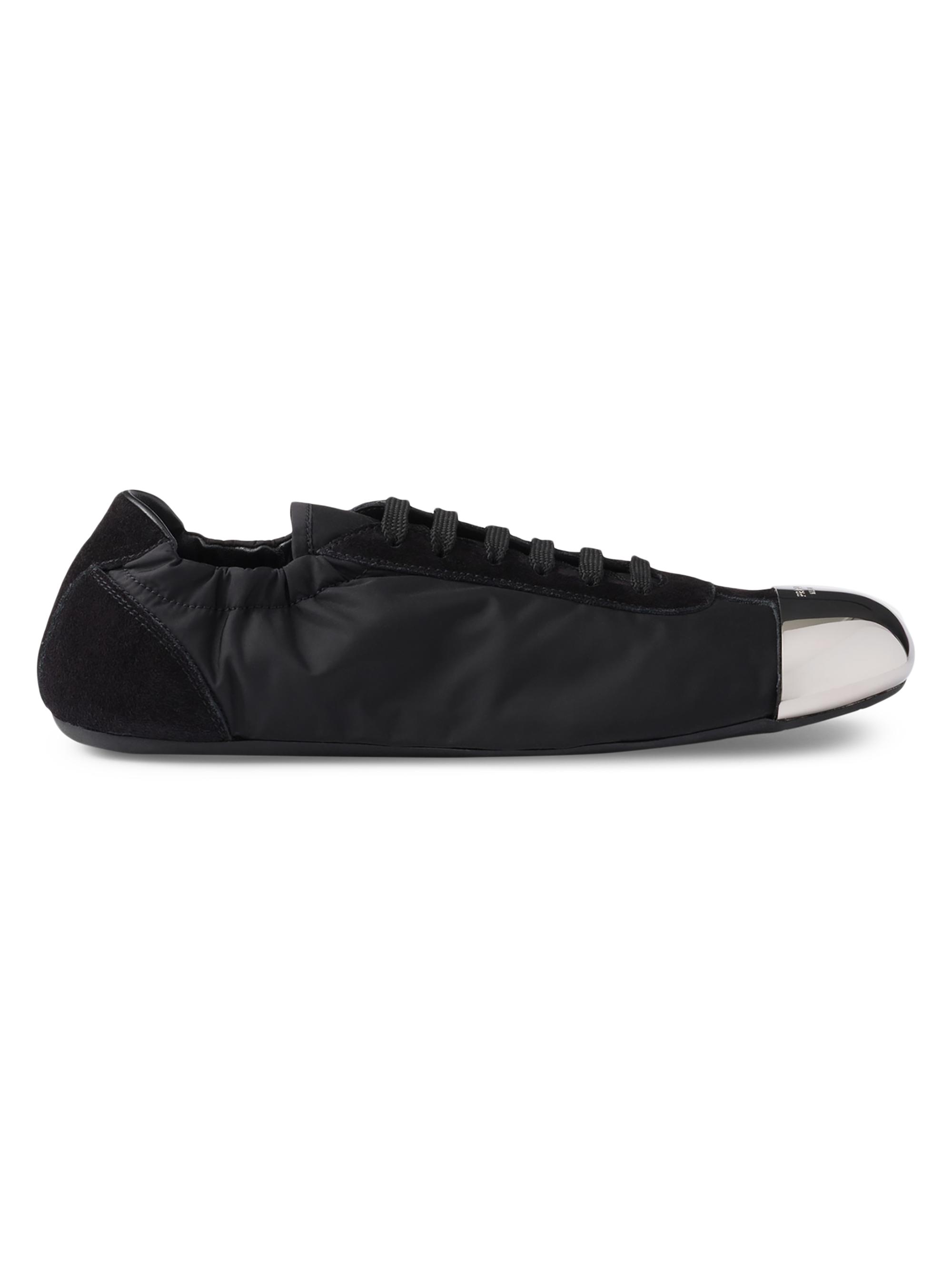 Prada Women's Collapse Re-Nylon and Suede Sneakers with Metal Toecap - Black