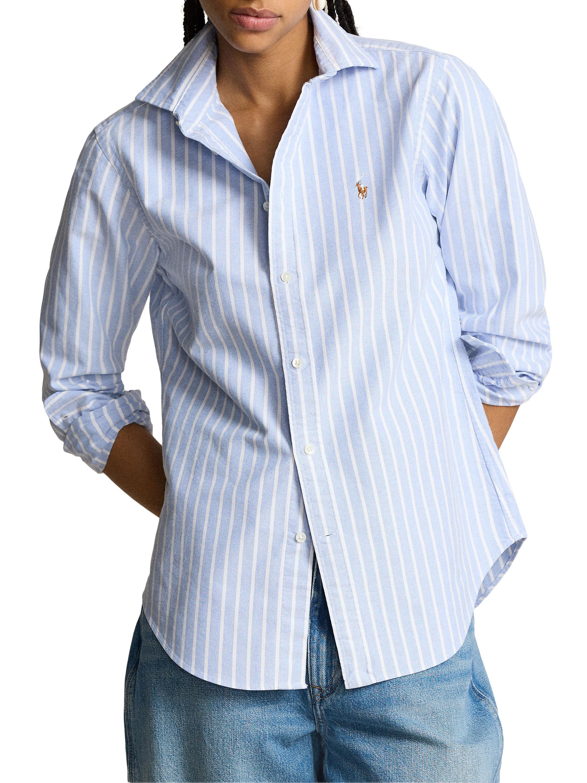 Polo Ralph Lauren Women's Slim-Fit Striped Oxford Shirt - Harbor Island Blue White | Thumbnail 3