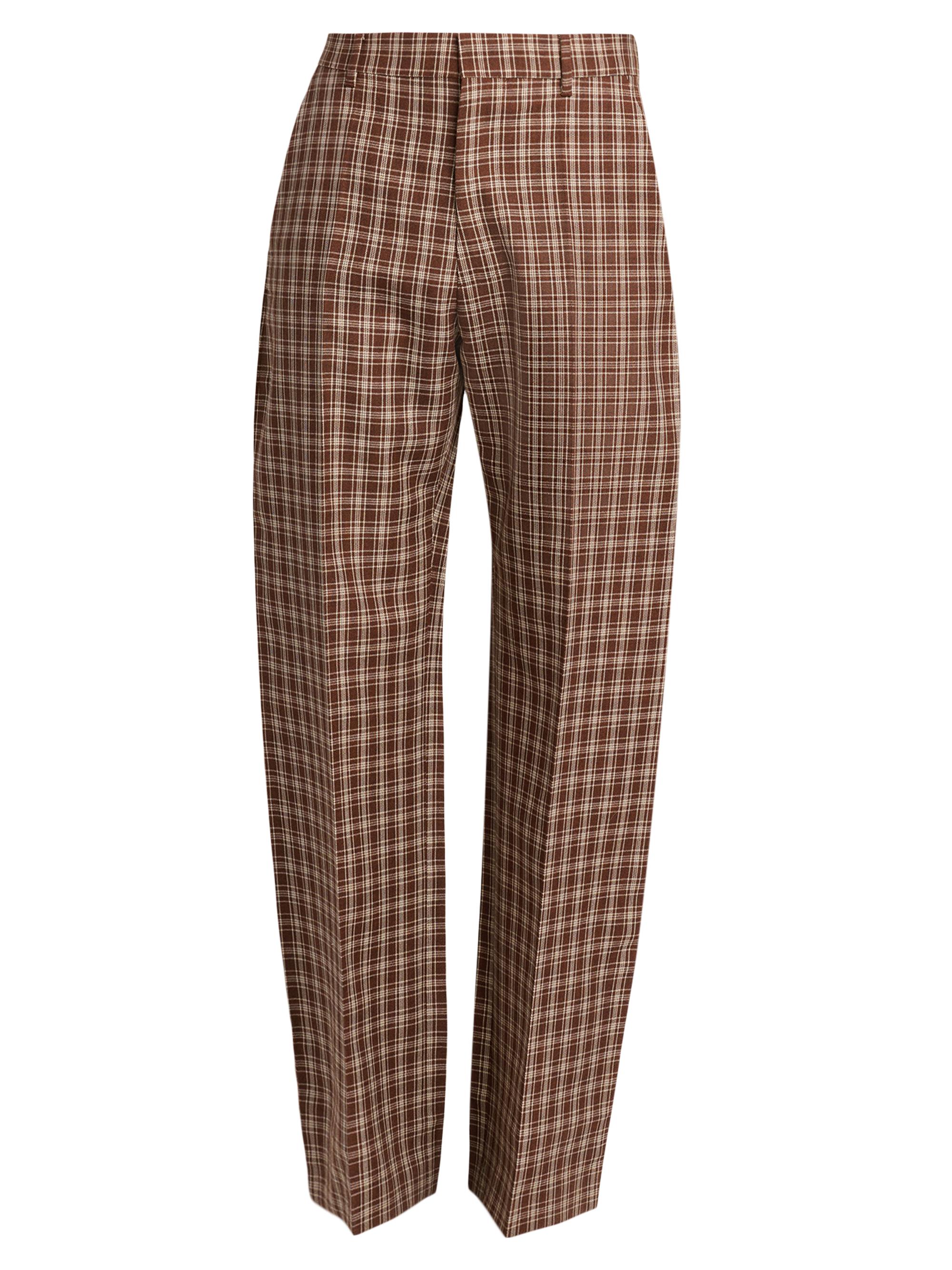 Marni Men's Check Wool Wide-Leg Trousers - Maroon