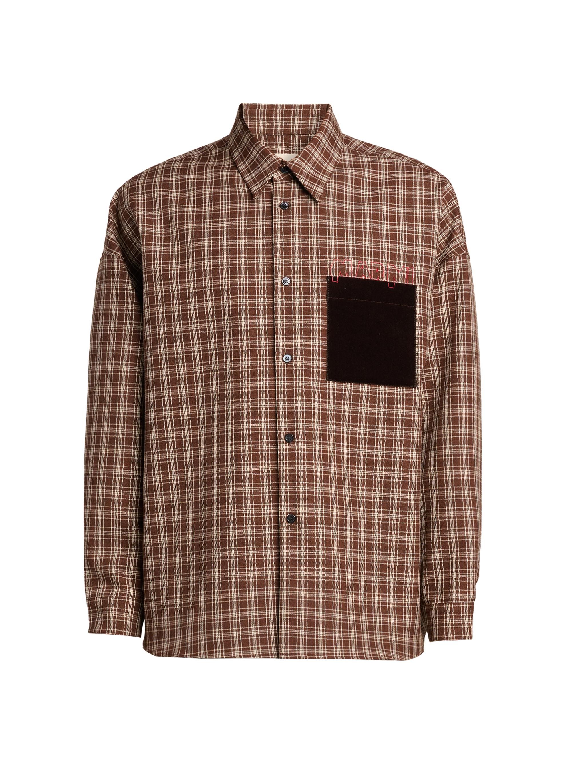 Marni Men's Check Wool Shirt - Maroon