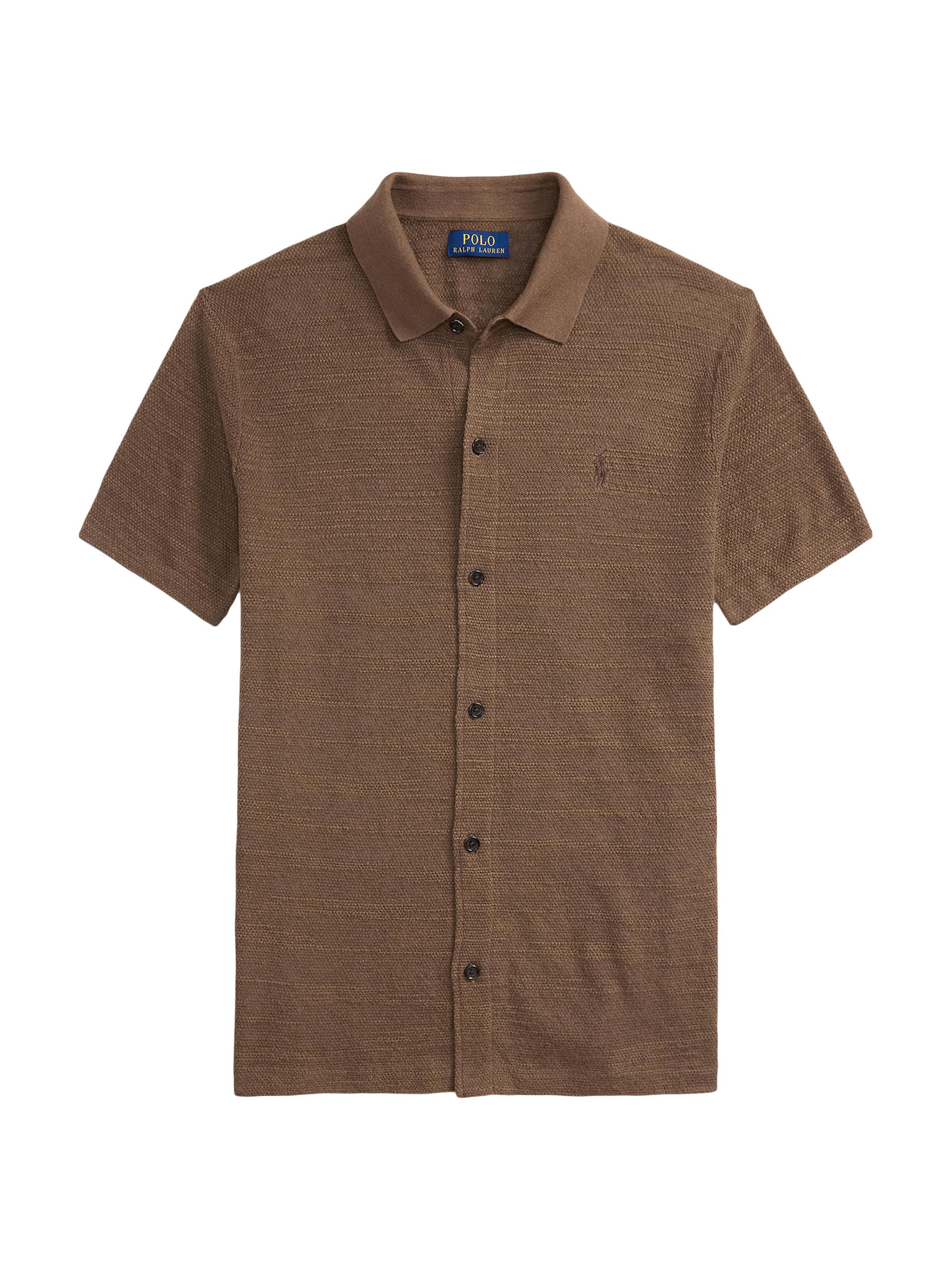 Polo Ralph Lauren Men's Textured Cotton-Linen Shirt Sweater - Fall Brown
