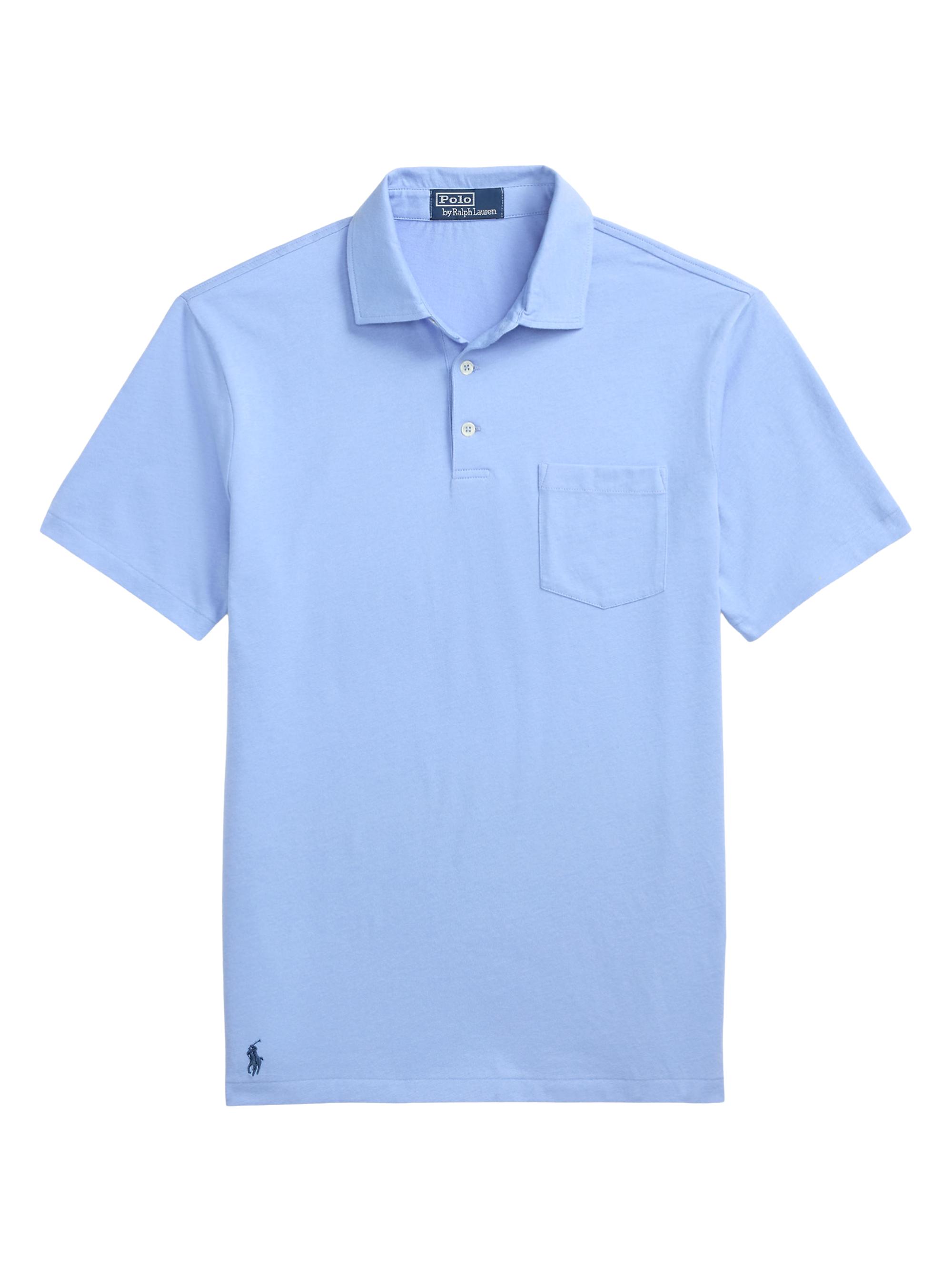 Polo Ralph Lauren Men's Lisle Standard Fit Cotton Polo Shirt - Dress Shirt Blue