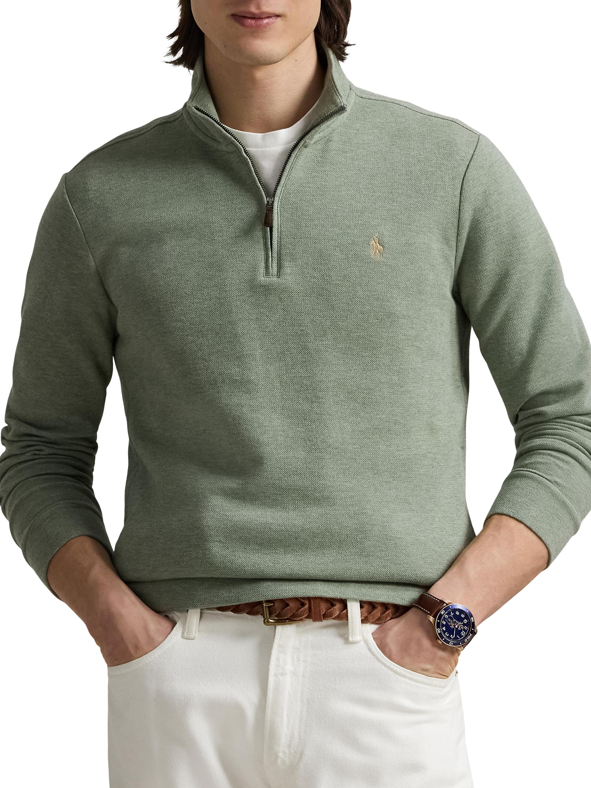 L'Appartement　Mesh Knit Polo Ralph Lauren Double-Knit Mesh Quarter-Zip Sweatshirt | Saks