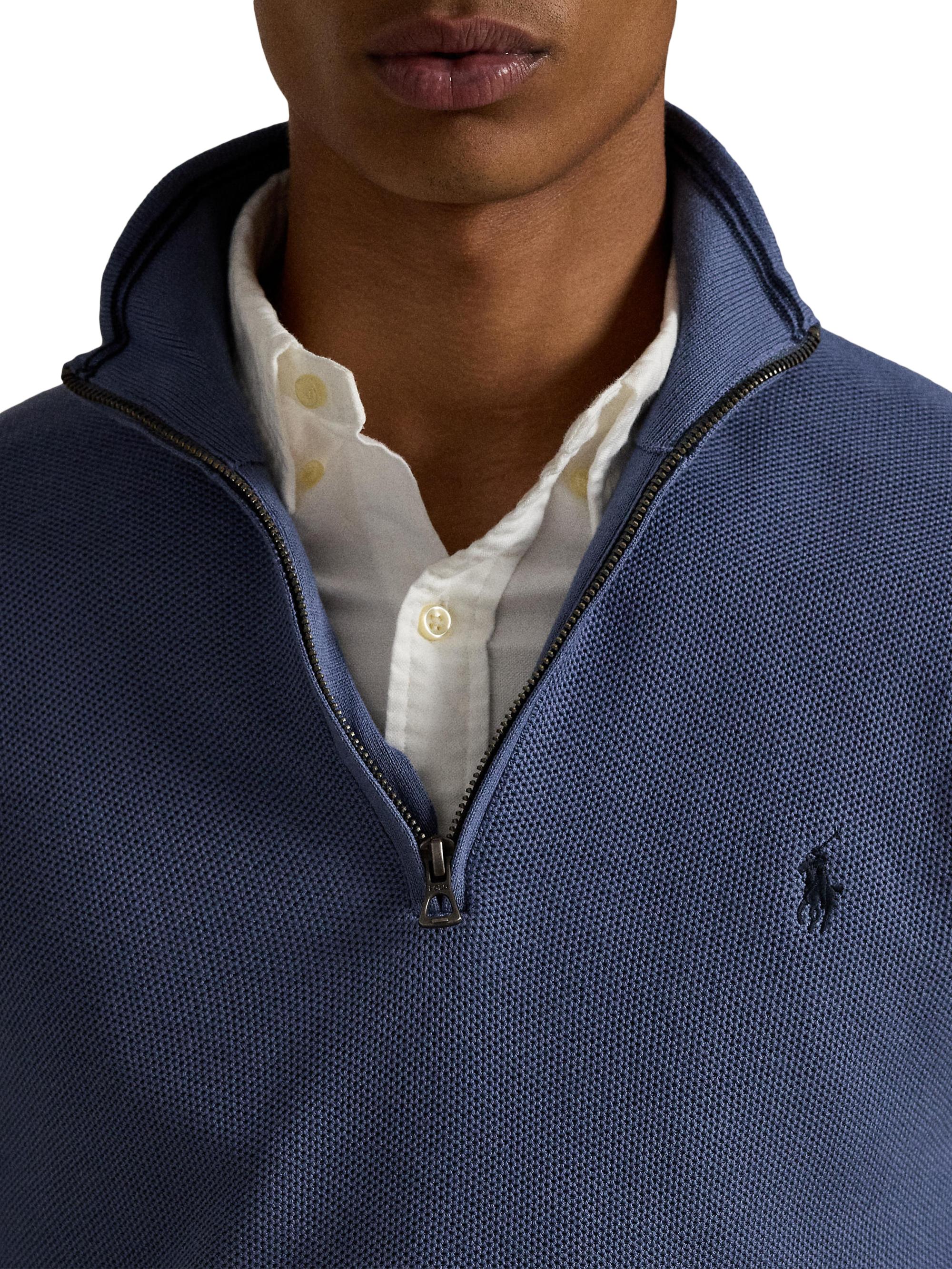 Polo Ralph Lauren Mesh-Knit Cotton Quarter-Zip Sweater | Saks