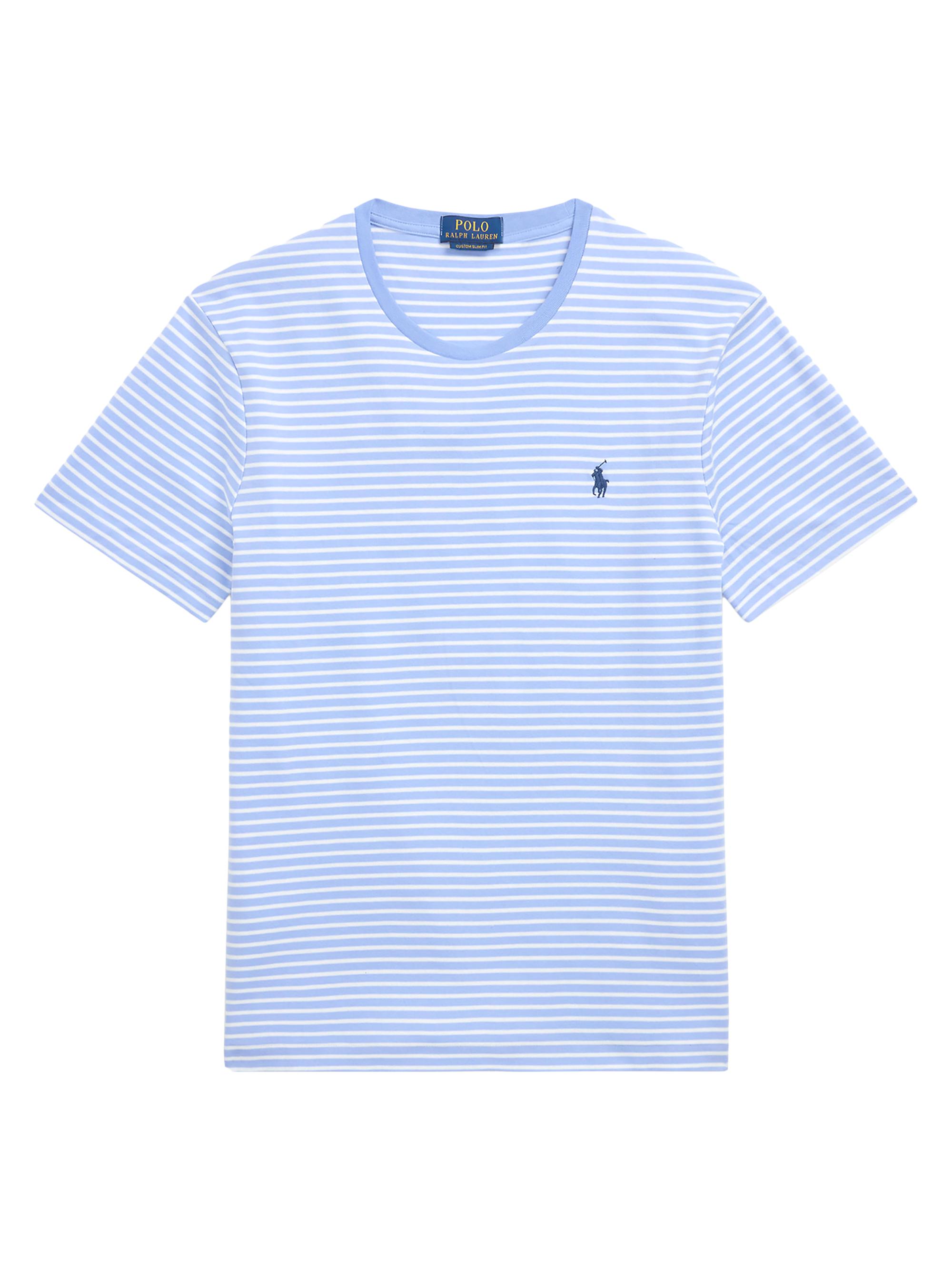Polo Ralph Lauren Men's Custom-Slim-Fit Striped Soft Cotton T-Shirt - Dress Shirt Blue