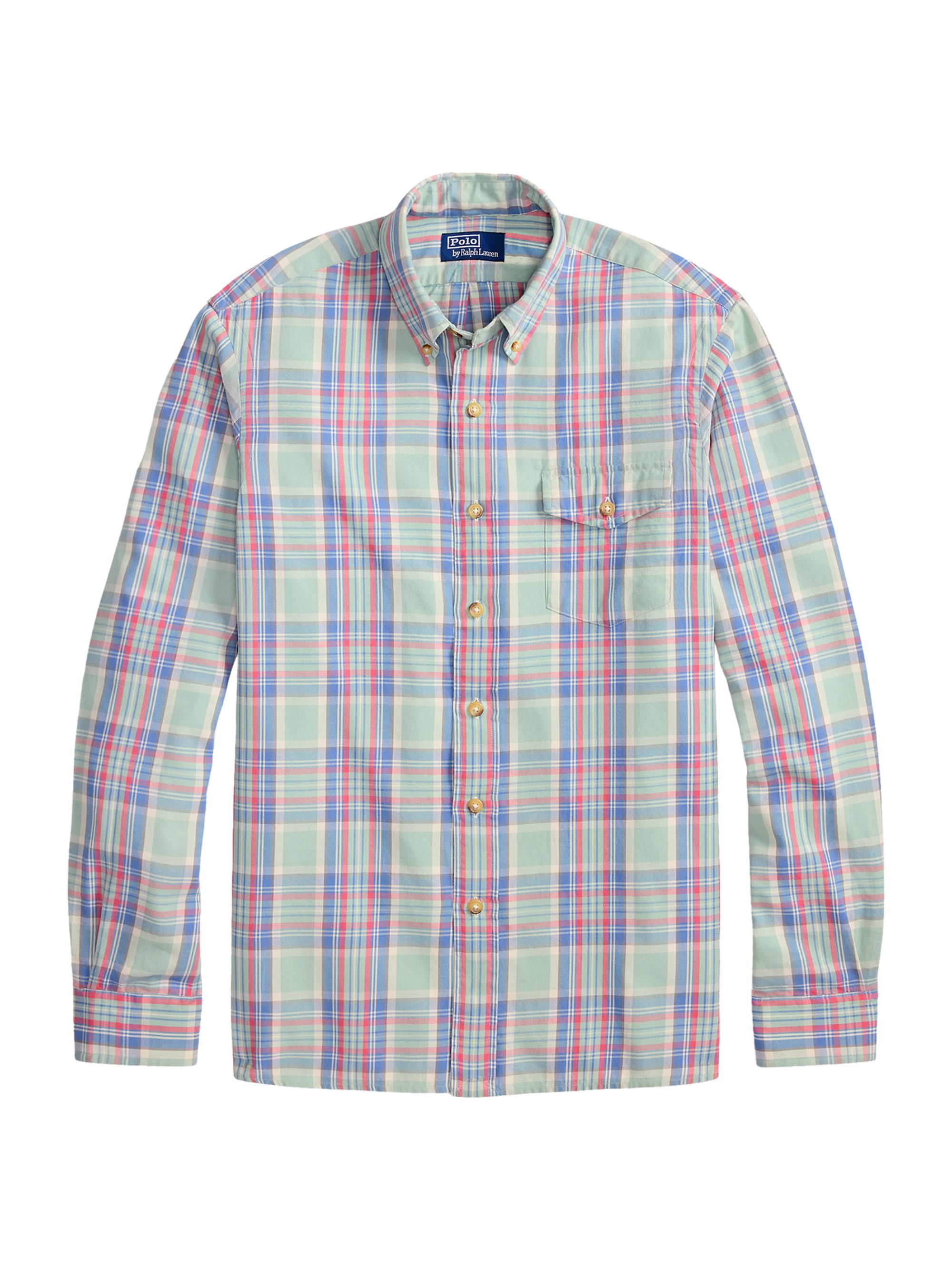 Polo Ralph Lauren Men's Classic-Fit Plaid Twill Shirt - Sage Blue Multi