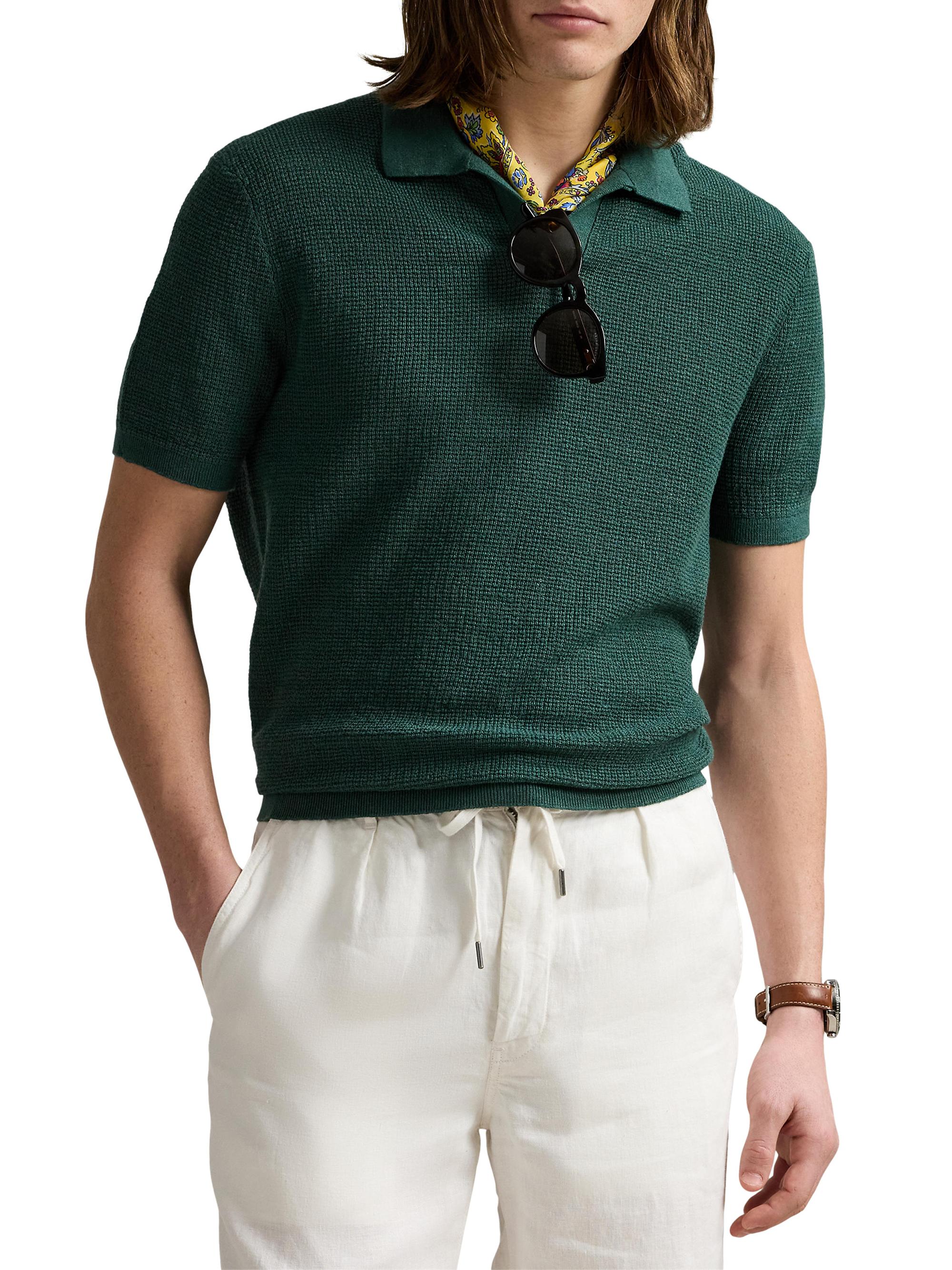 Polo Ralph Lauren Mesh-Knit Linen Short-Sleeve Sweater | Saks