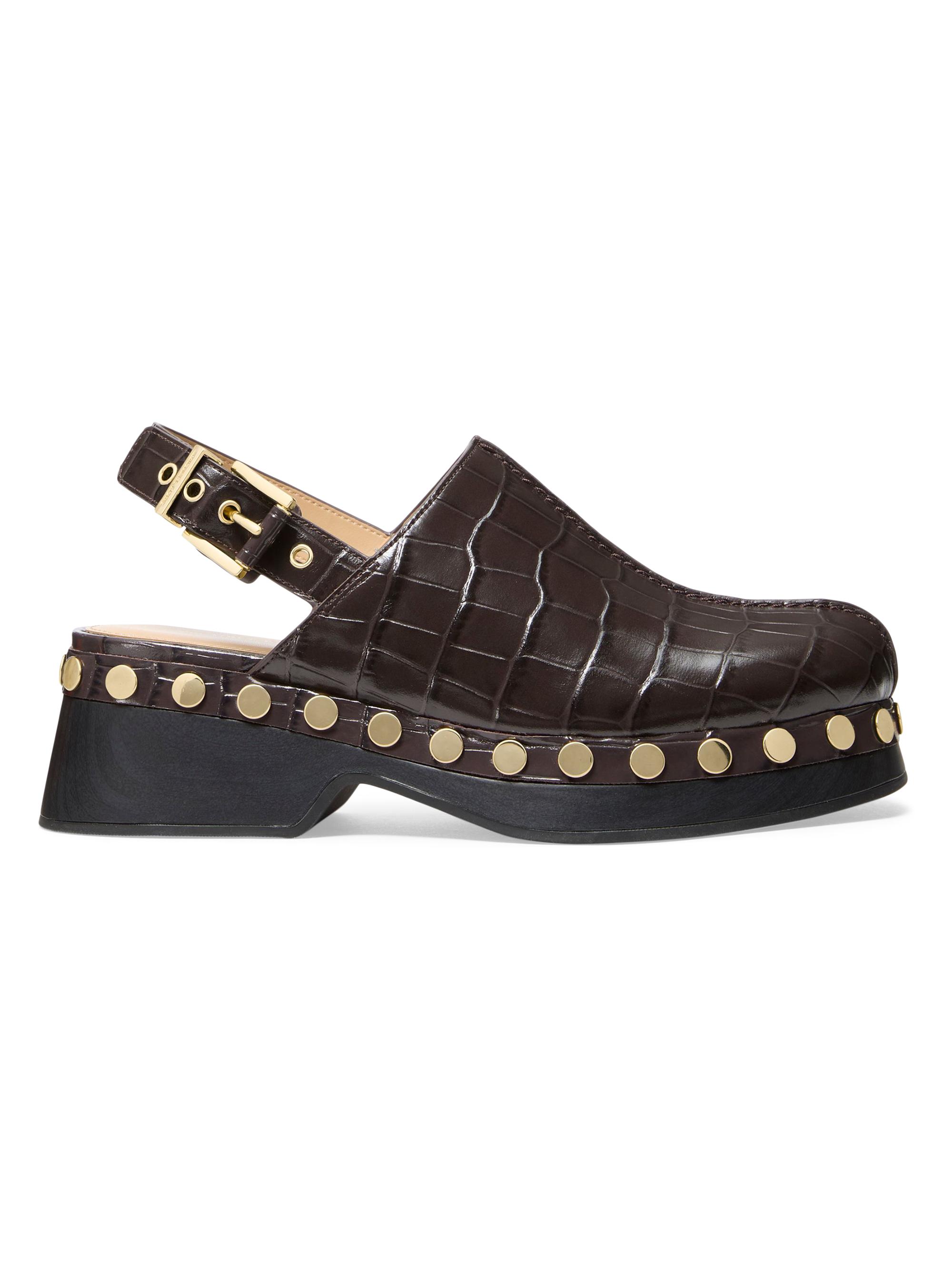 MICHAEL Michael Kors Esra 50MM Studded Croc-Embossed Leather Clogs