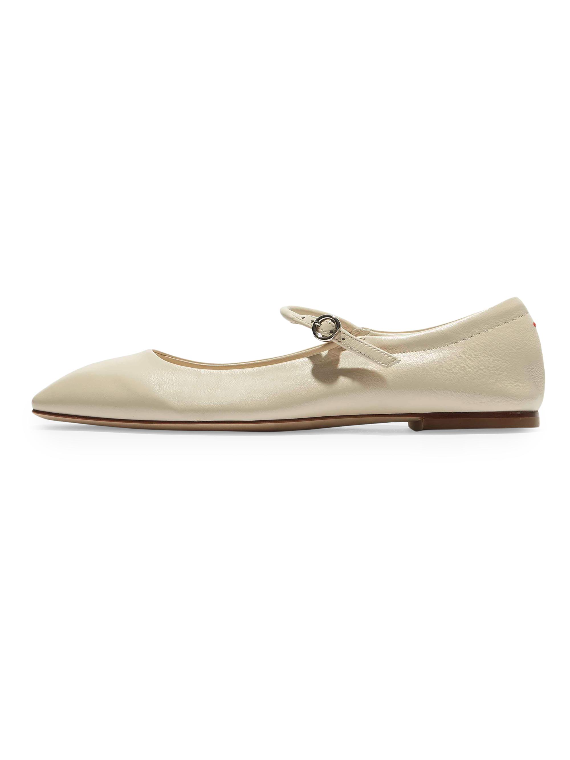 aeyde Women's Leather Square-Toe Flats - Creamy