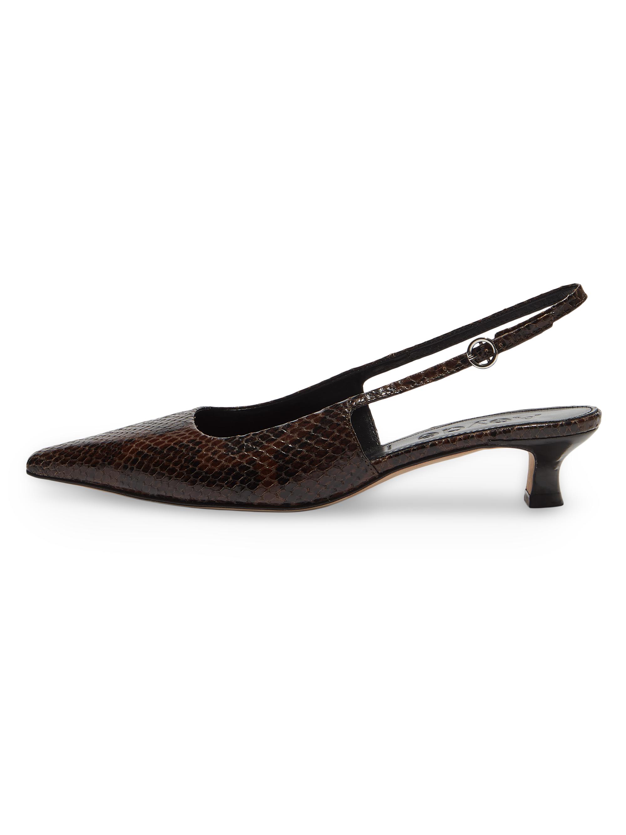 aeyde Women's 35MM Snake-Embossed Leather Slingback Pumps - Moka