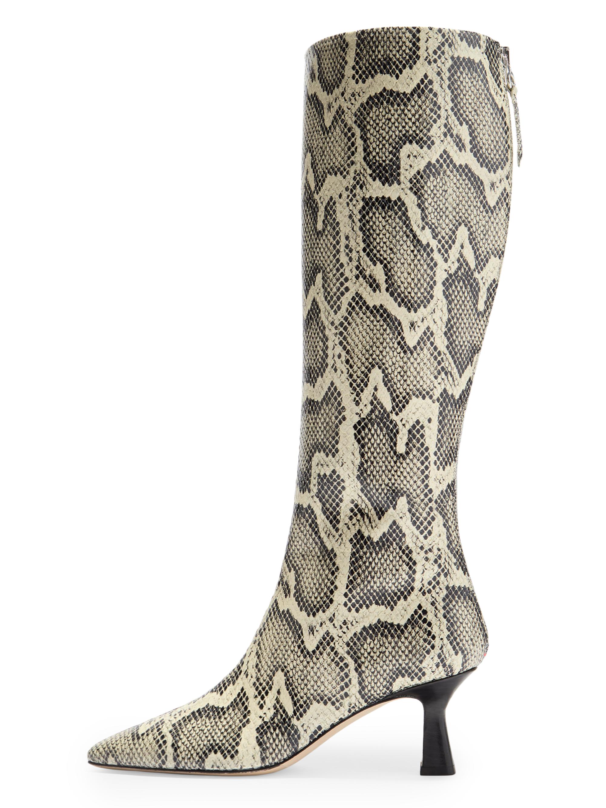 aeyde Women's Klea 40MM Snakeskin-Embossed Leather Knee-High Boots - Creamy
