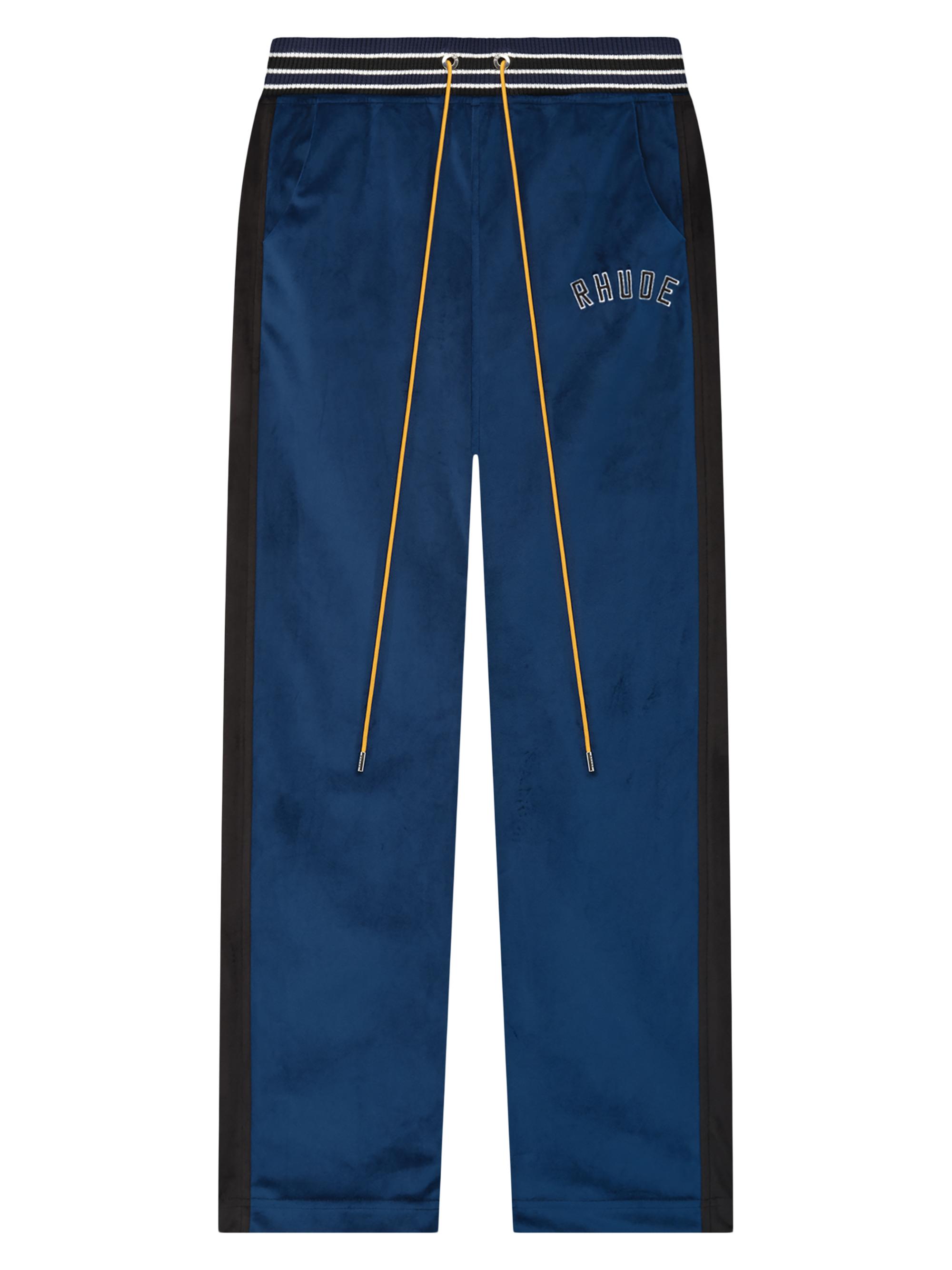Rhude Men's Logo Velour Track Pants - Navy Black White