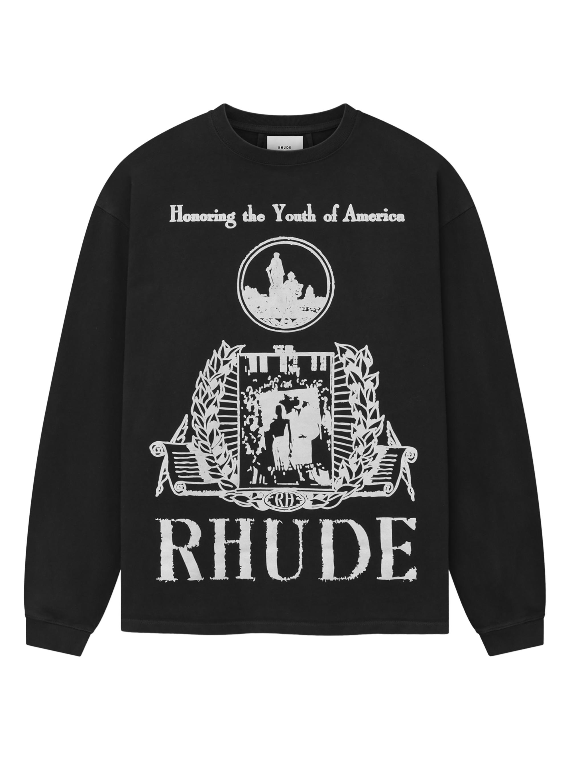 Rhude Men's Youth Of America Long-Sleeve T-Shirt - Vintage Black White